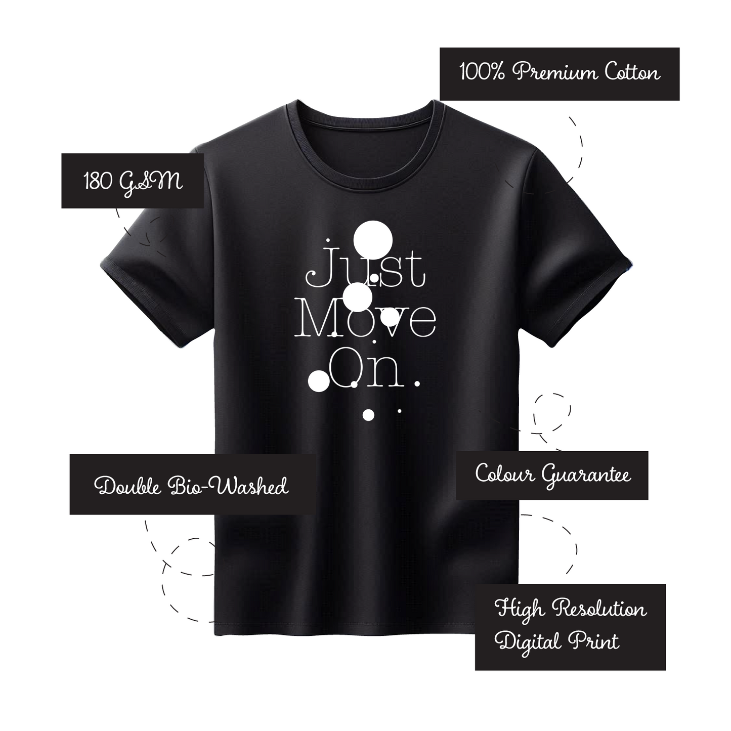 Mens Printed 100% Cotton T-Shirt - Just Move On