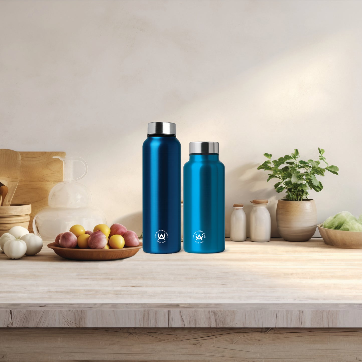 Shanti Neer | Plain Stainless Steel Water Bottle | 750 ML | Set of 1