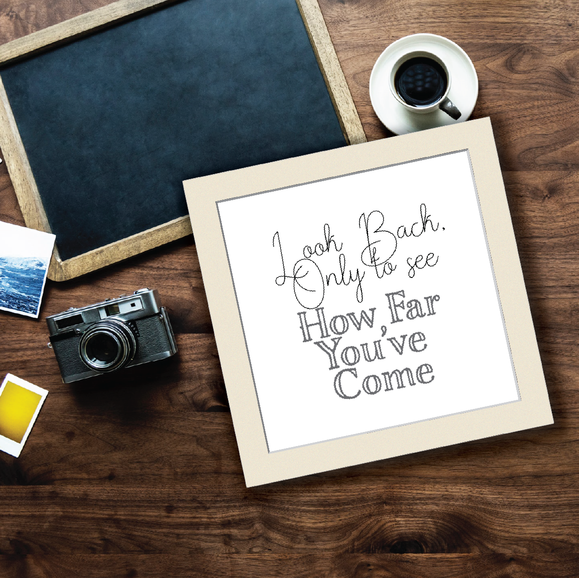 Combo Deal | Set of 3 | Look Back Only - Framed Art, Coffee Mug & Mens Printed 100% Cotton T-Shirt