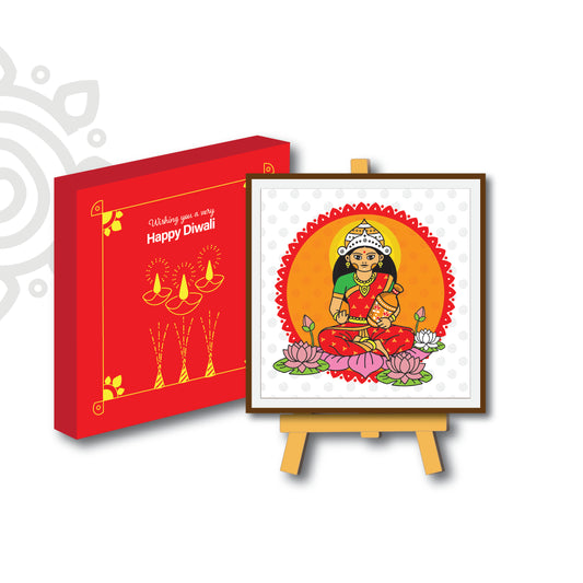 Shubh Deepawali | Boxed set of Goddess Lakshmi photo frame + Wooden Stand