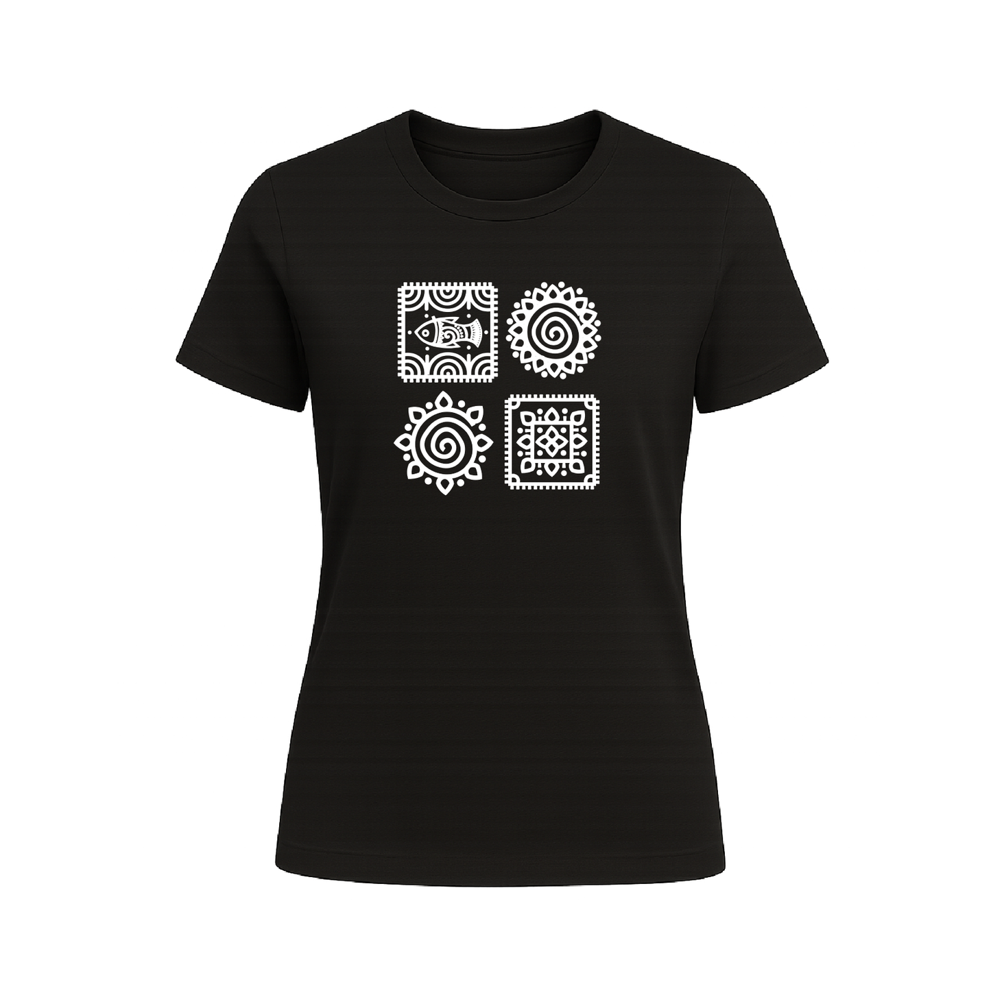 Alpona | Bengali Folk Art | Printed 100% Cotton Unisex T-Shirt - Style #9