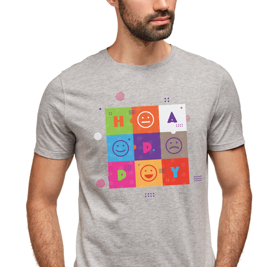 Unisex Printed 100% Cotton T-Shirt - Happiness