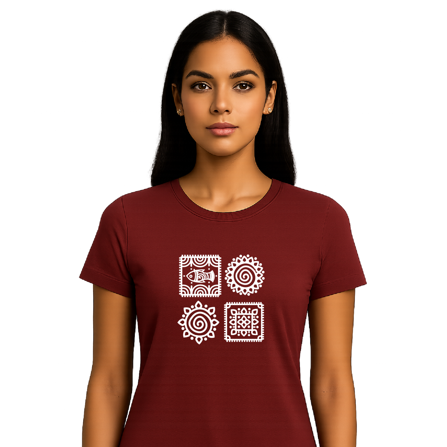 Alpona | Bengali Folk Art | Printed 100% Cotton Unisex T-Shirt - Style #9