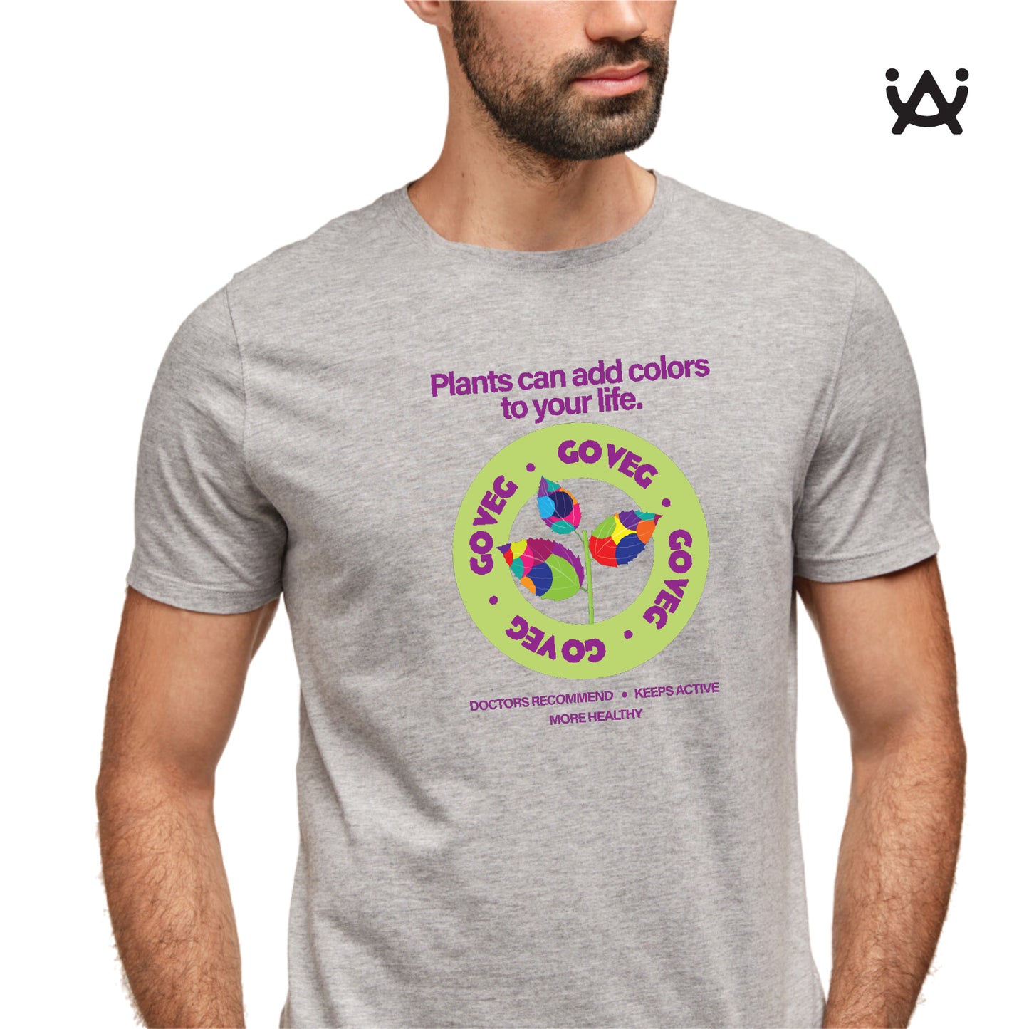 Mens Printed 100% Cotton T-Shirt - Go Vegan