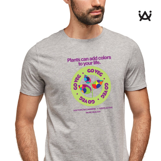 Unisex Printed 100% Cotton T-Shirt - Go Vegan