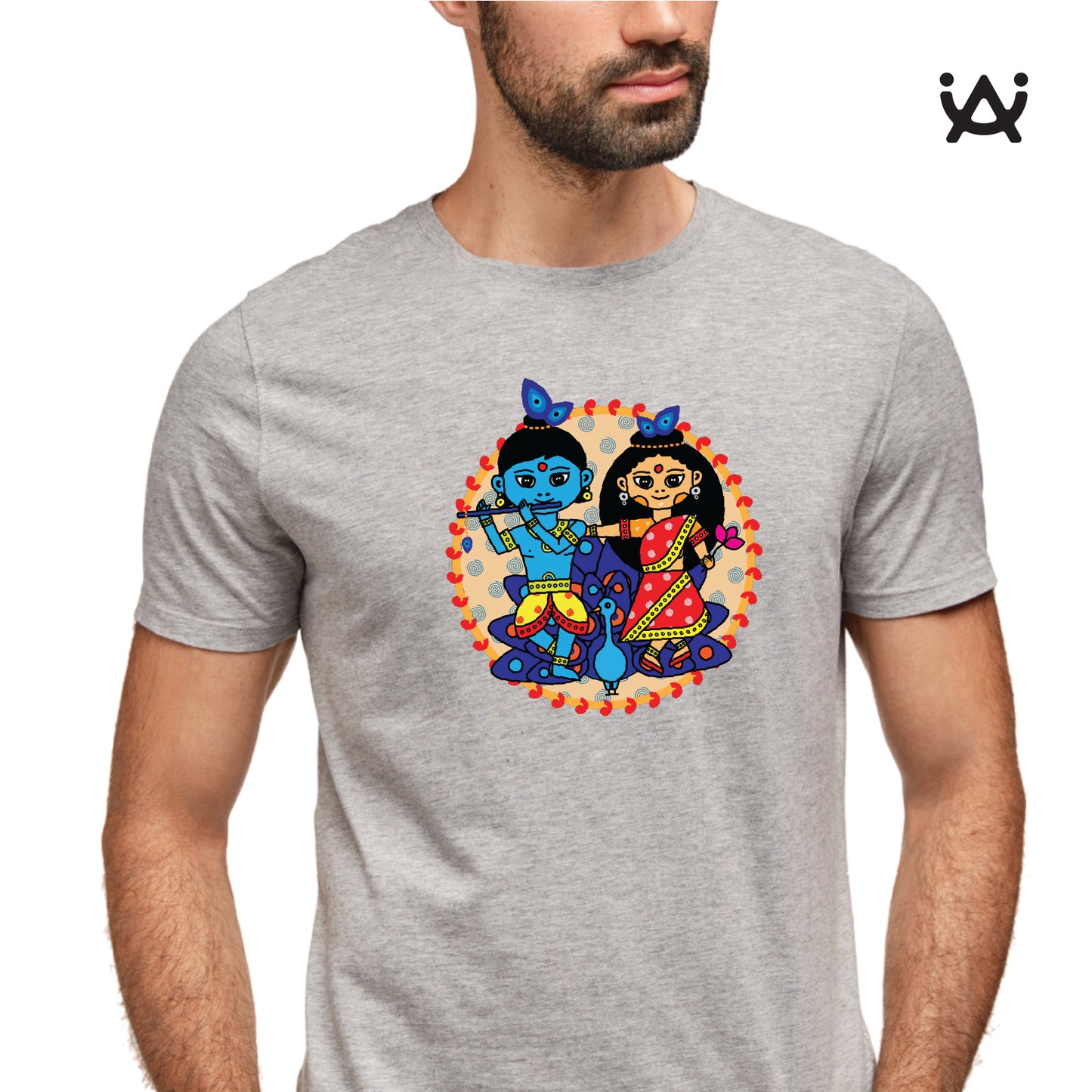 Mens Printed 100% Cotton T-Shirt - Radhe Krishna