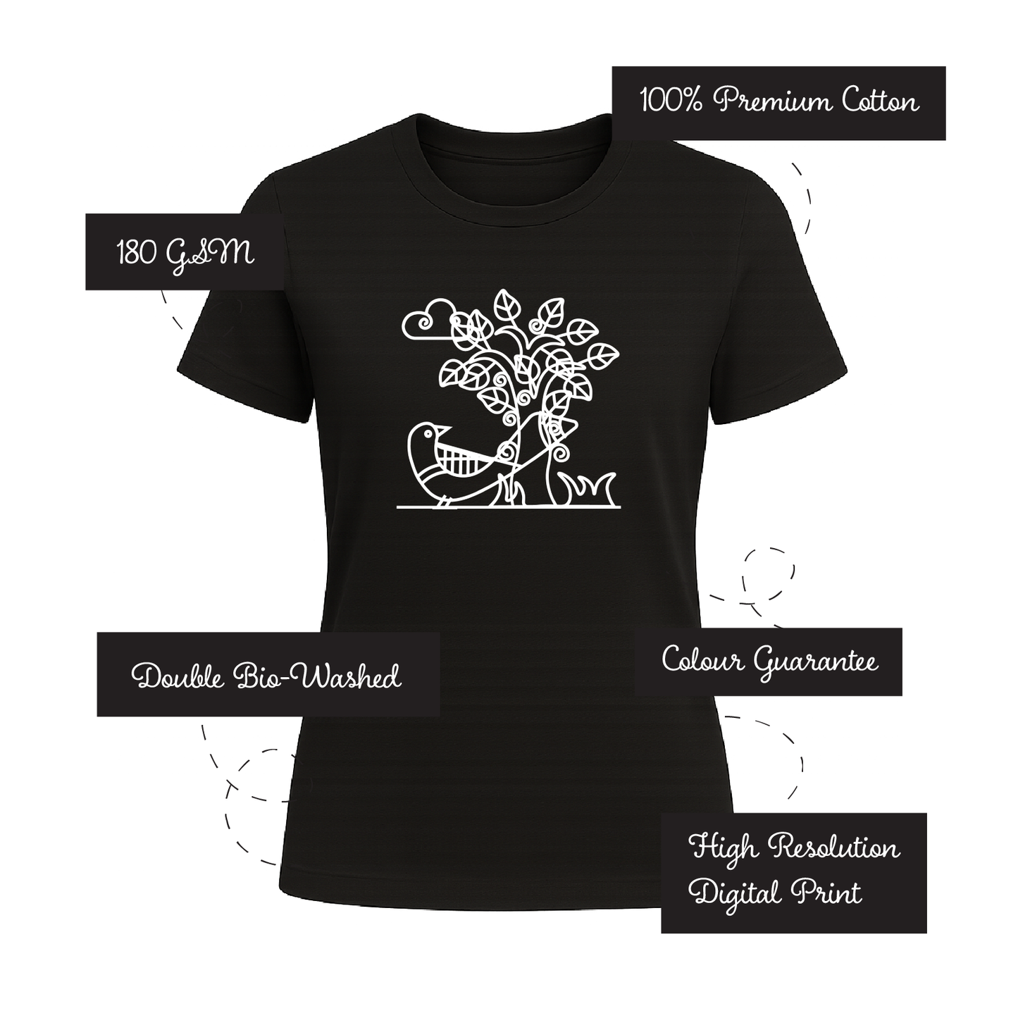 Alpona | Bengali Folk Art | Printed 100% Cotton Unisex T-Shirt - Style #10