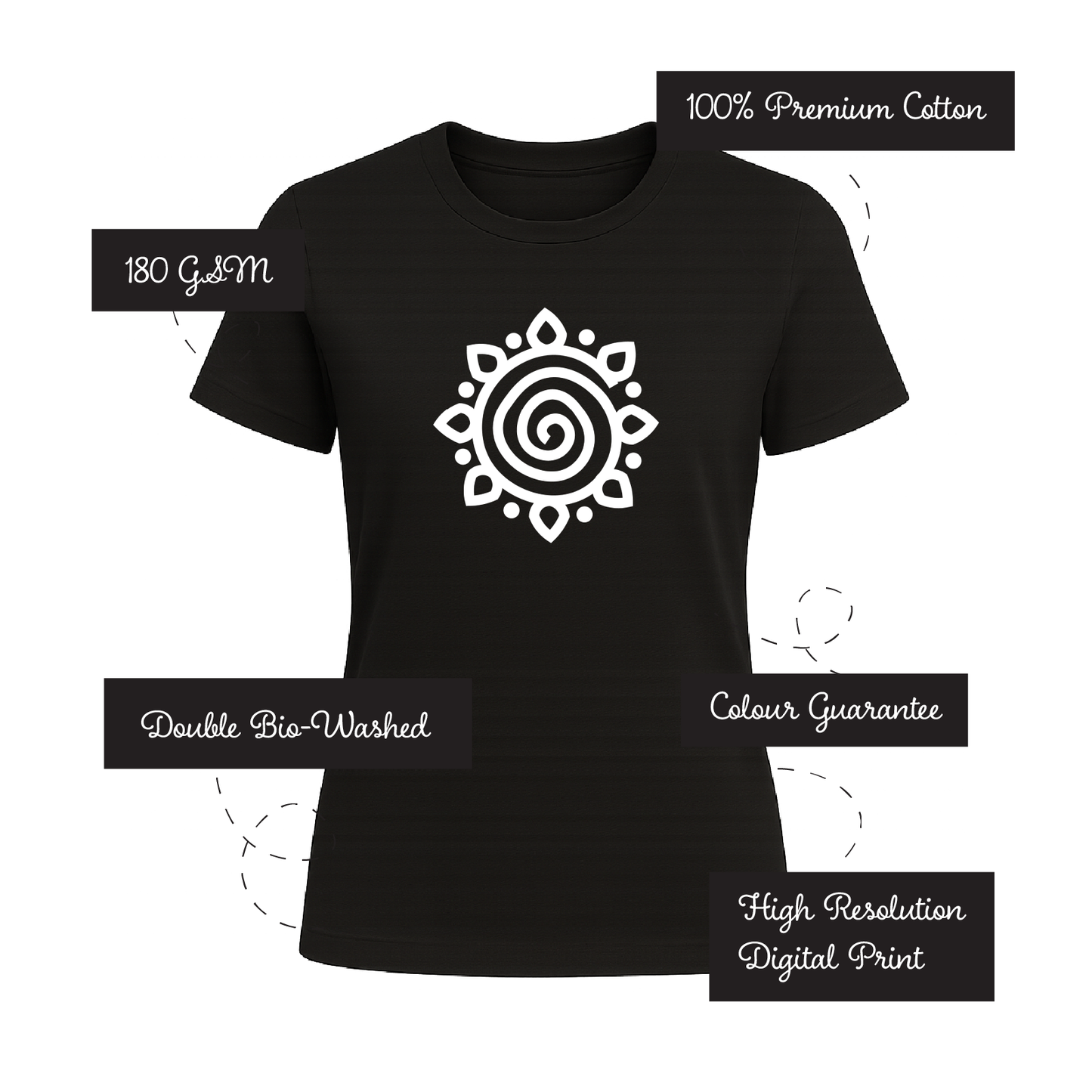 Alpona | Bengali Folk Art | Printed 100% Cotton Unisex T-Shirt - Style #8