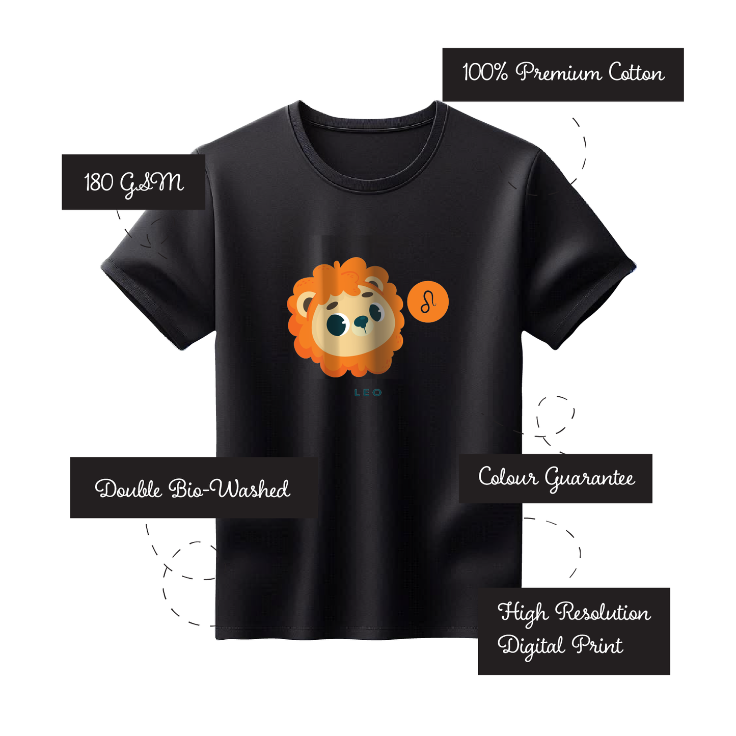 Zodiac Sign - Leo - Printed 100% Cotton T-Shirt - Unisex