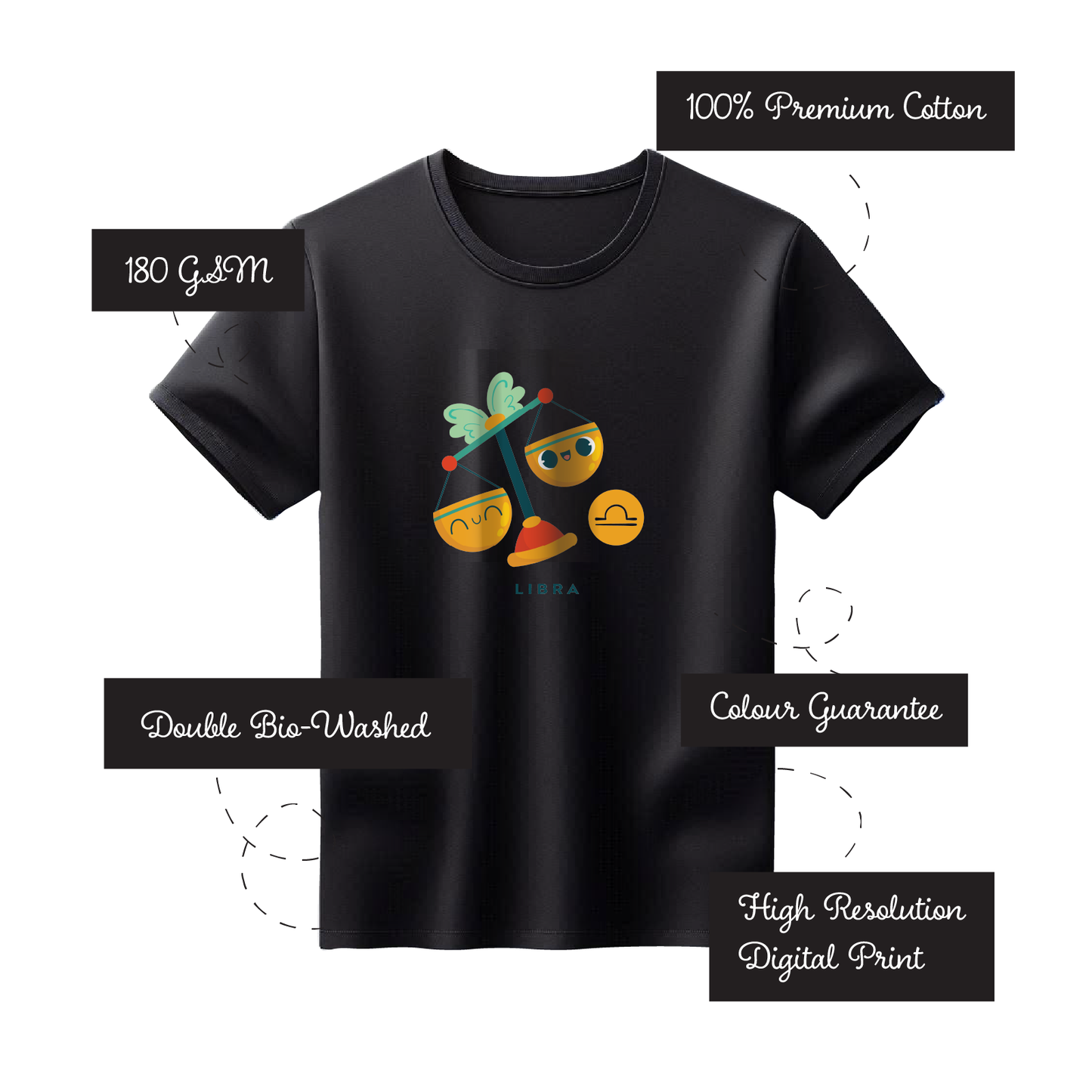 Zodiac Sign - Libra - Printed 100% Cotton T-Shirt - Unisex