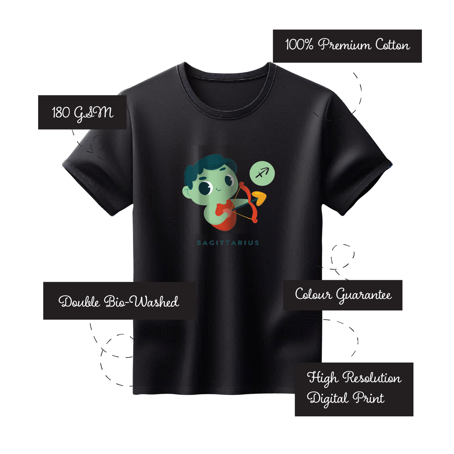 Zodiac Sign - Sagittarius - Printed 100% Cotton T-Shirt - Unisex
