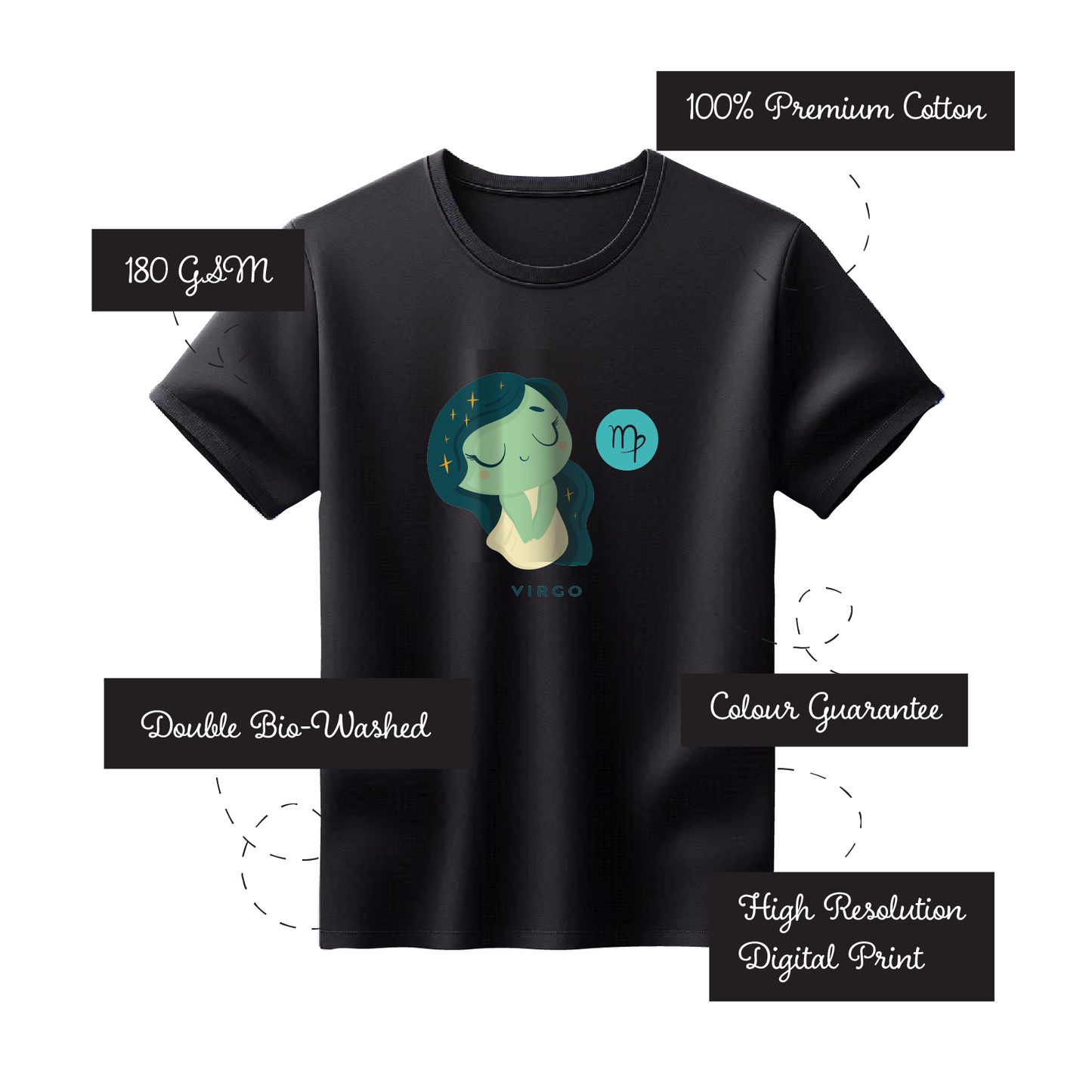 Zodiac Sign - Virgo - Printed 100% Cotton T-Shirt - Unisex