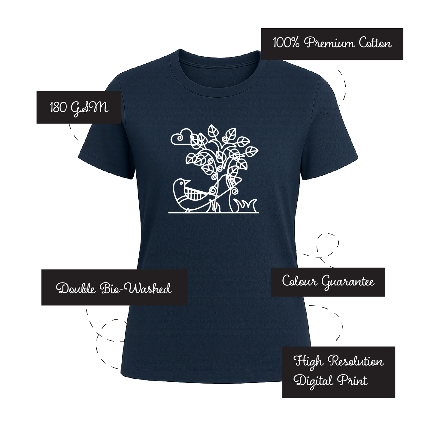 Alpona | Bengali Folk Art | Printed 100% Cotton Unisex T-Shirt - Style #10