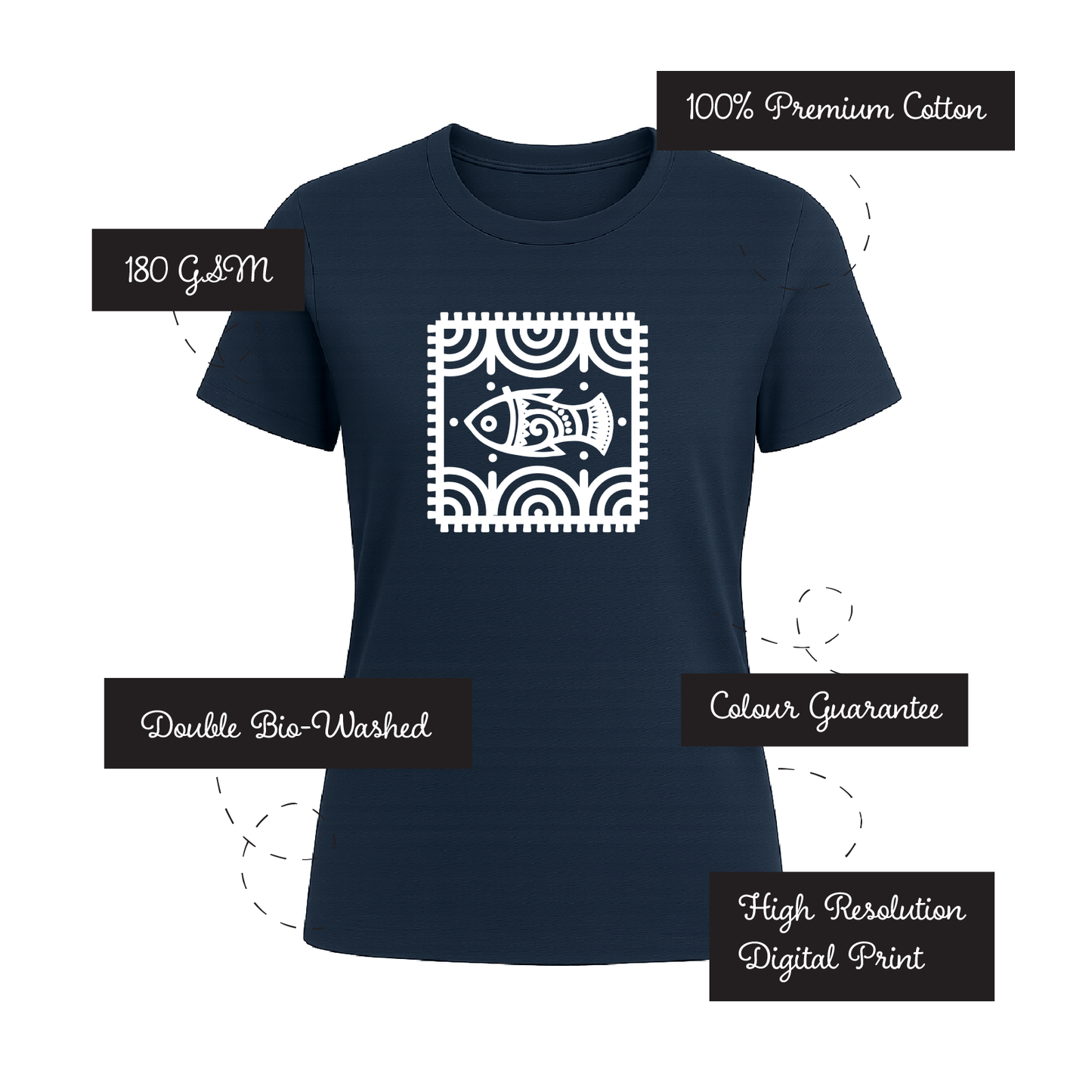 Alpona | Bengali Folk Art | Printed 100% Cotton Unisex T-Shirt - Style #2