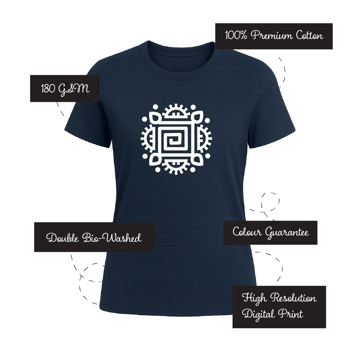 Alpona | Bengali Folk Art | Printed 100% Cotton Unisex T-Shirt - Style #7