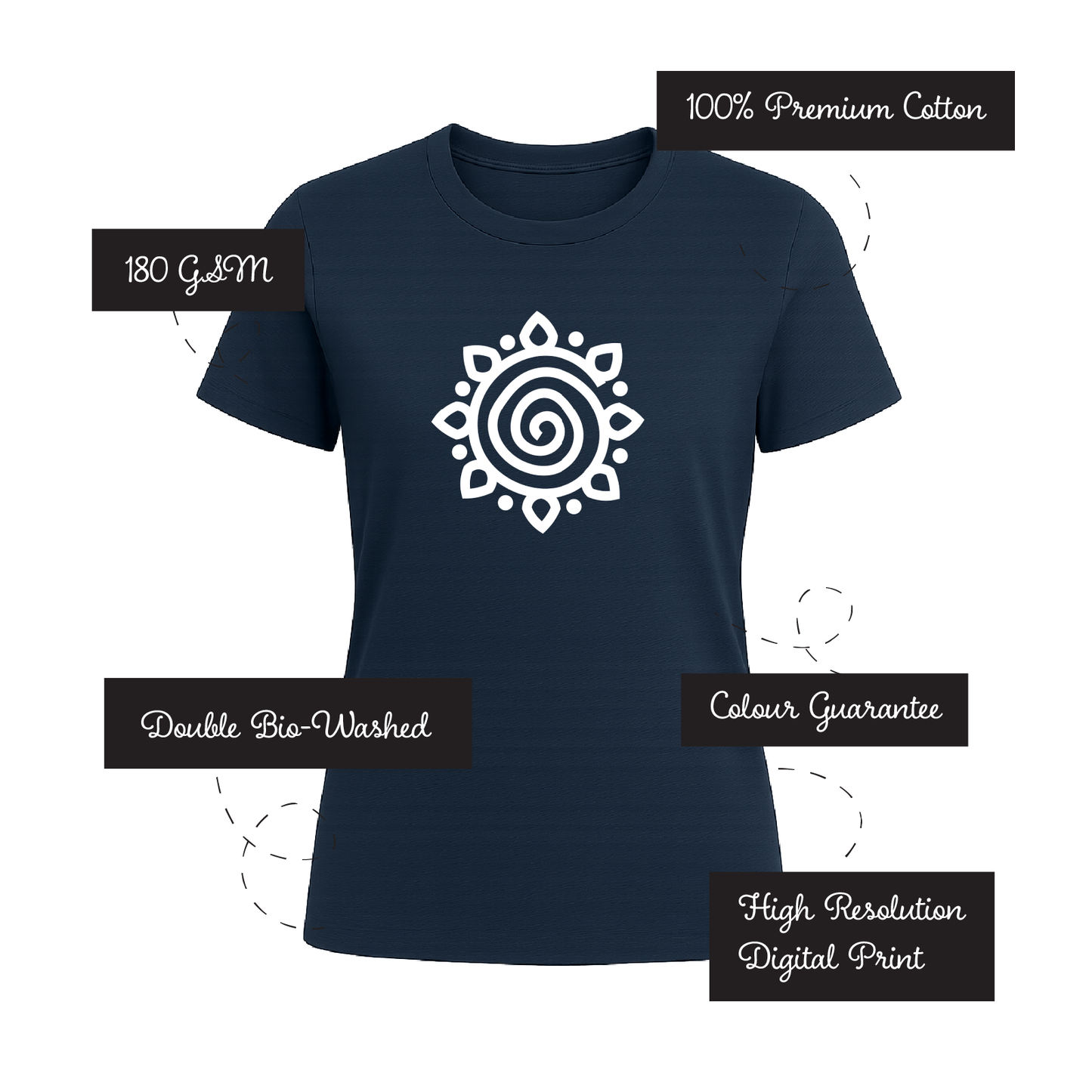 Alpona | Bengali Folk Art | Printed 100% Cotton Unisex T-Shirt - Style #8