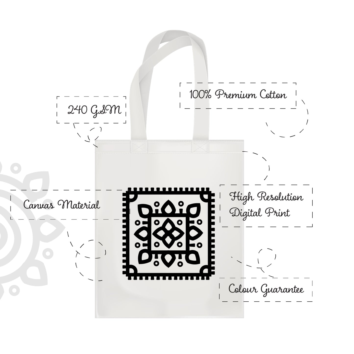 Cotton Canvas Tote Bag - 14"X16" - Style #3