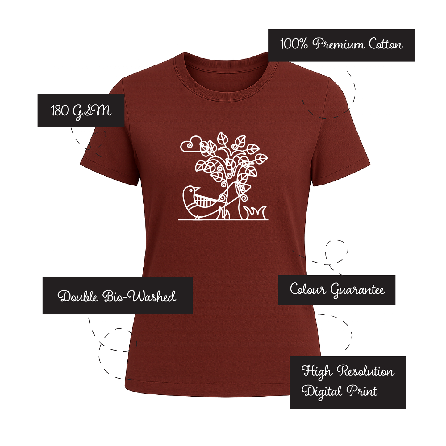 Alpona | Bengali Folk Art | Printed 100% Cotton Unisex T-Shirt - Style #10