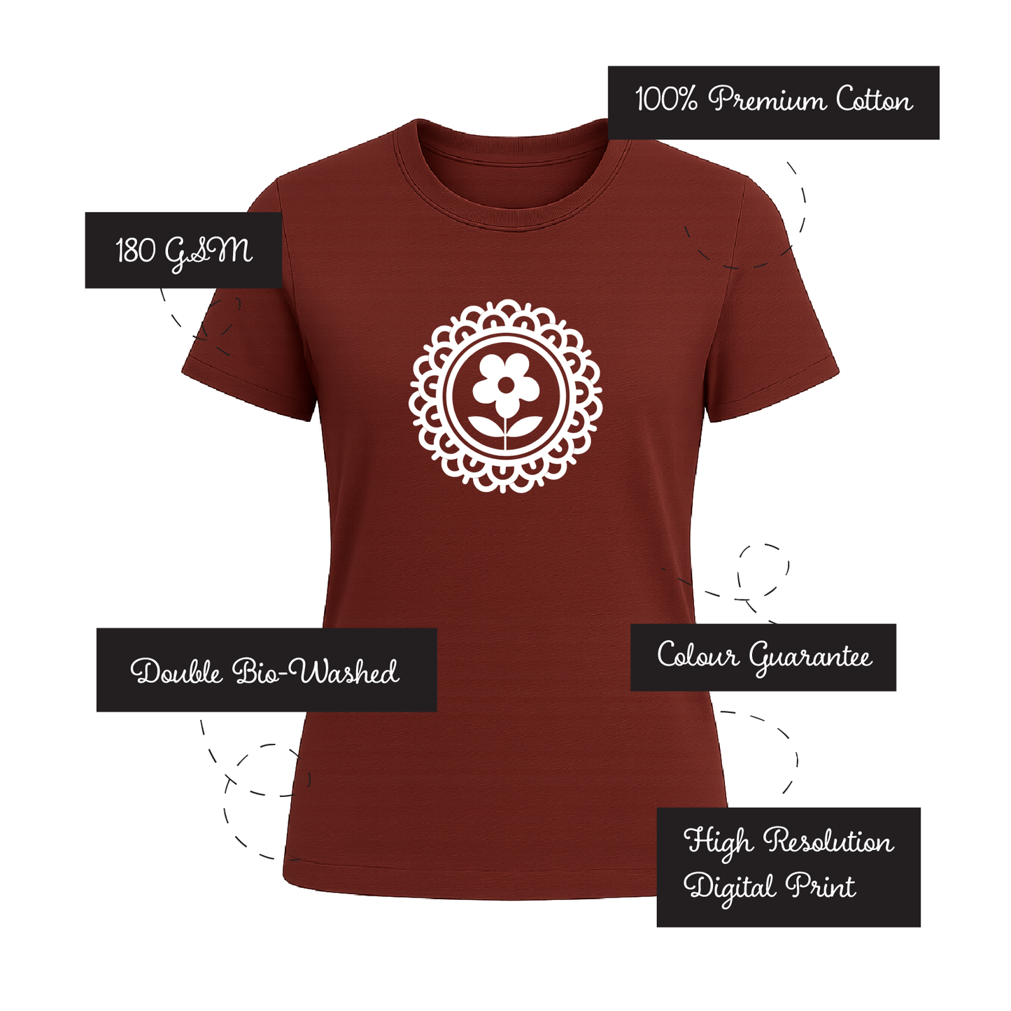Alpona | Bengali Folk Art | Printed 100% Cotton Unisex T-Shirt - Style #1
