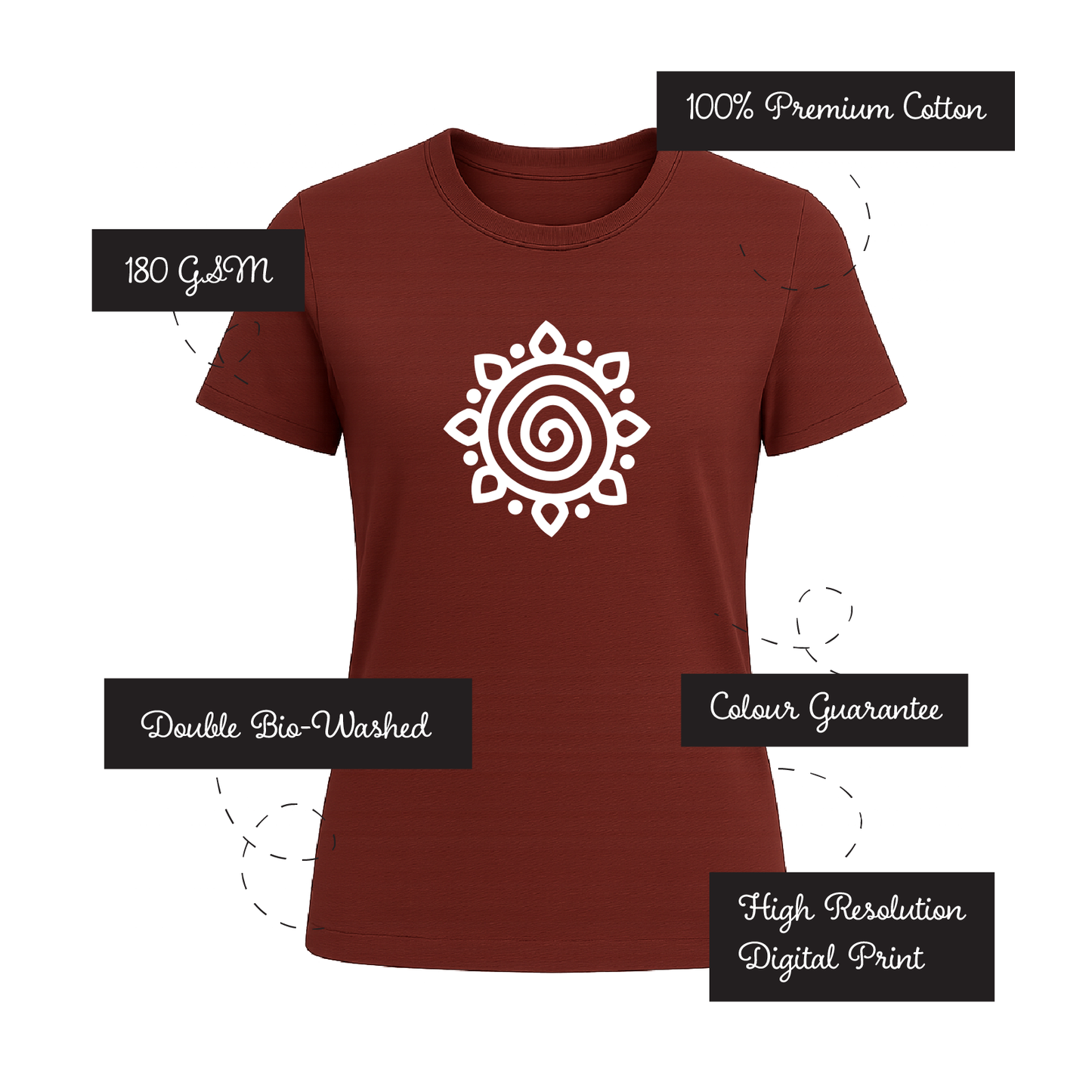 Alpona | Bengali Folk Art | Printed 100% Cotton Unisex T-Shirt - Style #8
