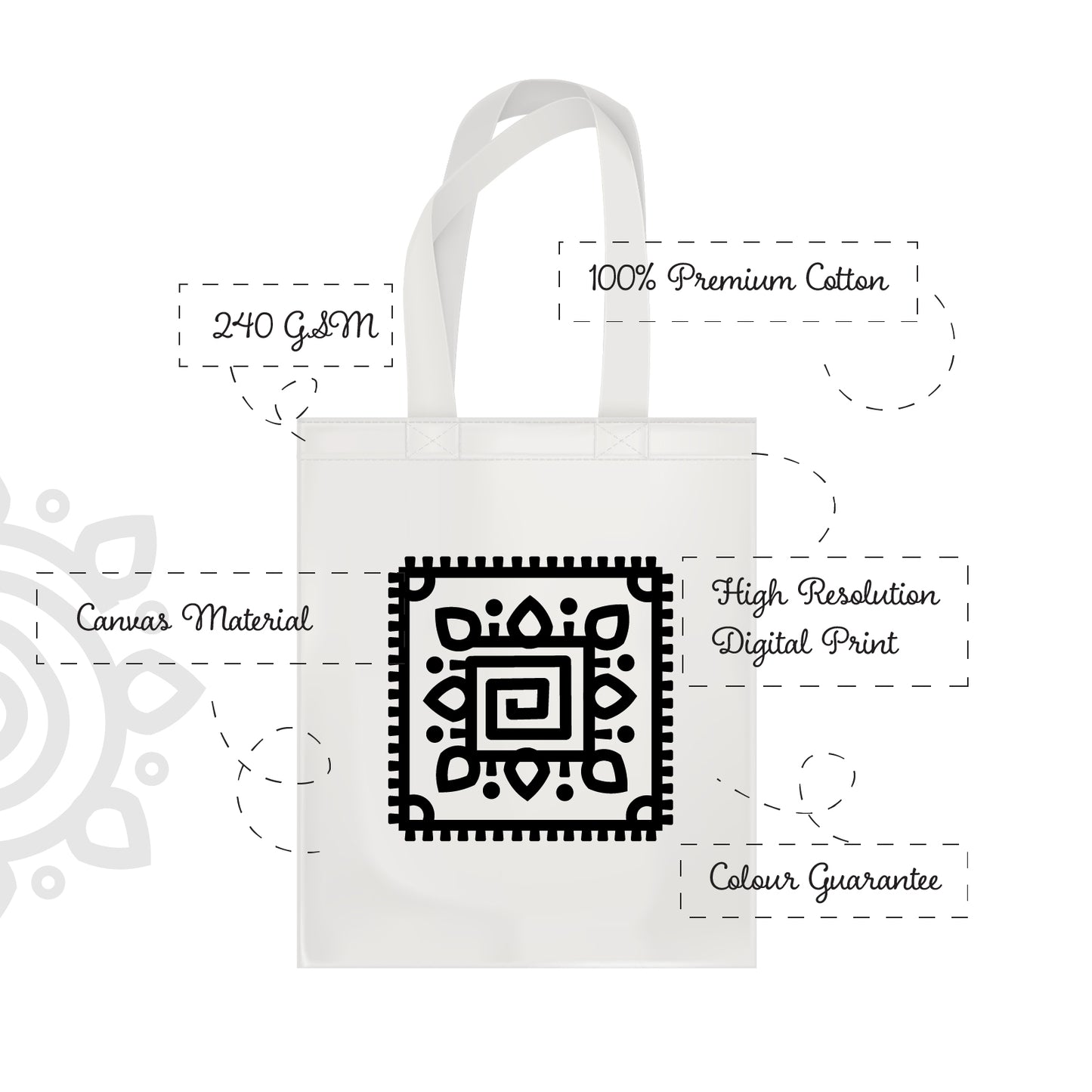 Cotton Canvas Tote Bag - 14"X16" - Style #2
