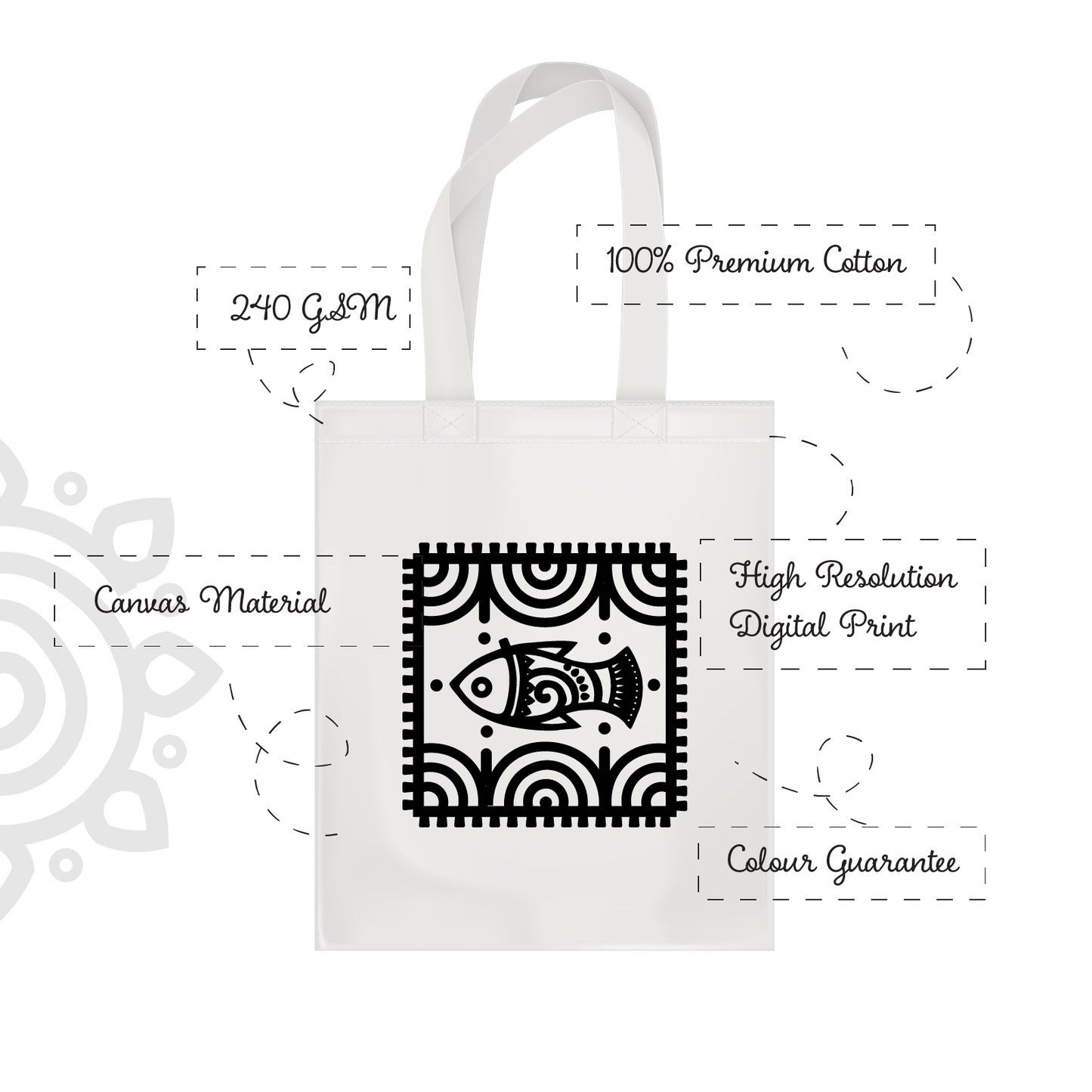 Cotton Canvas Tote Bag - 14"X16" - Style #5