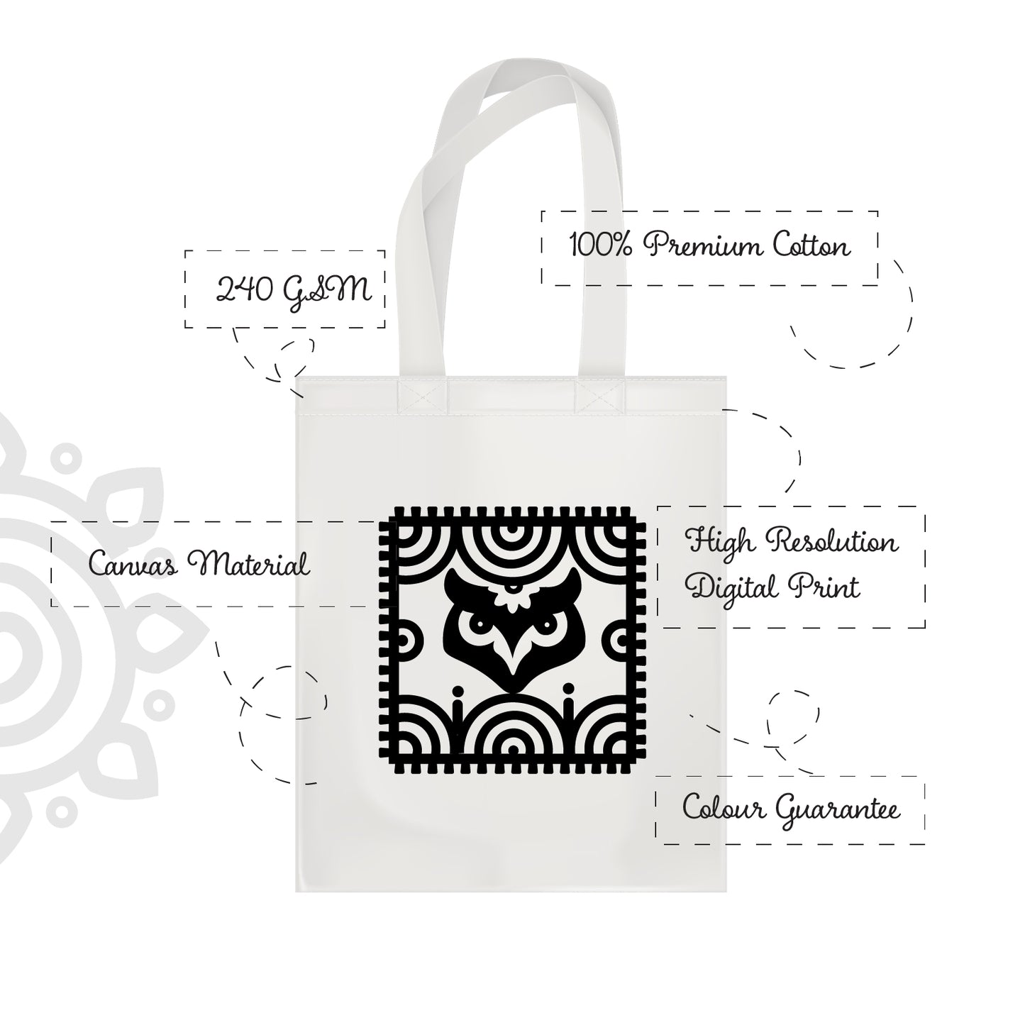 Cotton Canvas Tote Bag - 14"X16" - Style #6