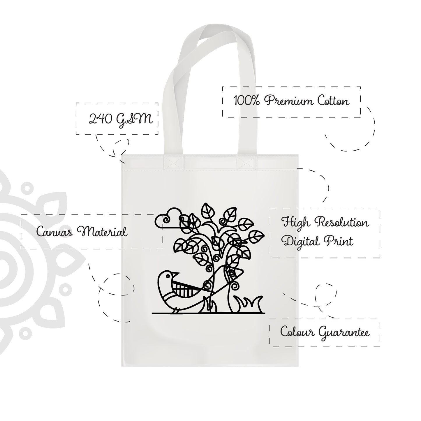 Cotton Canvas Tote Bag - 14"X16" - Style #8