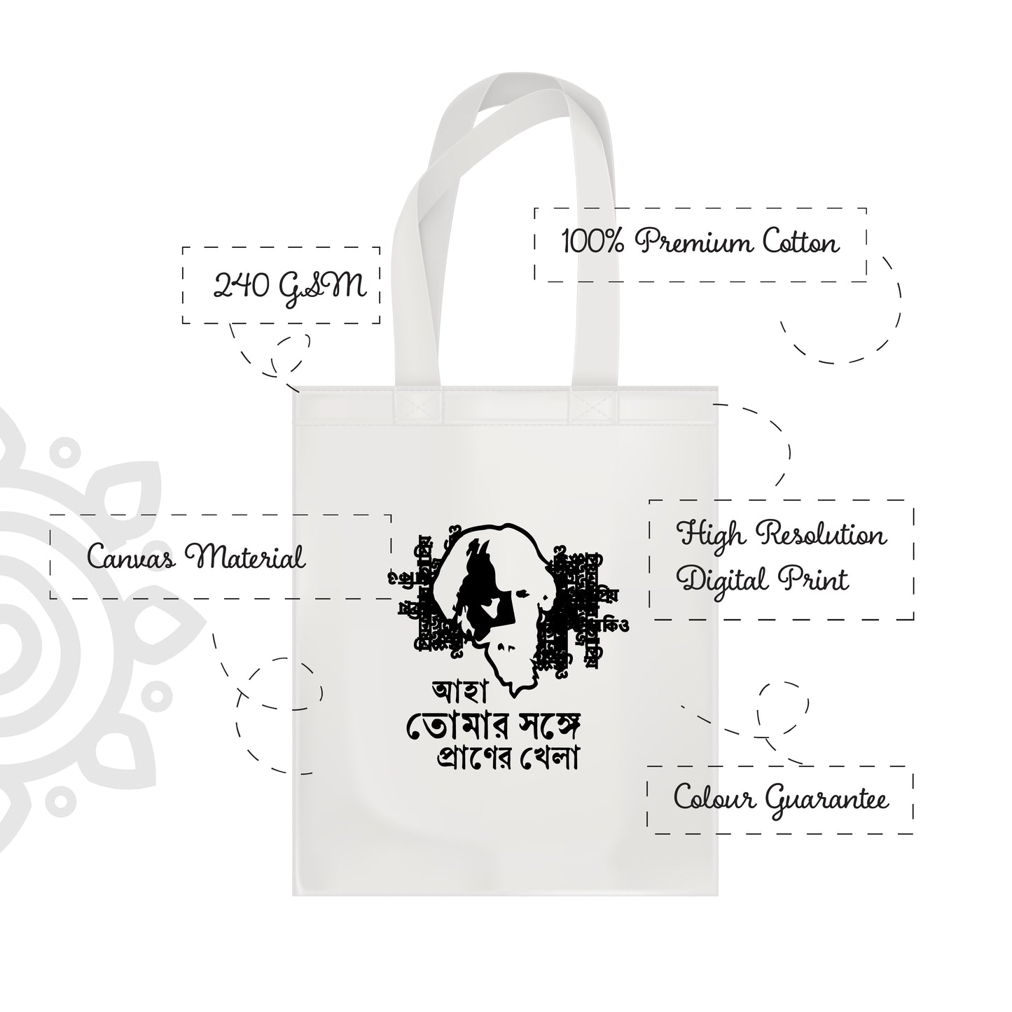 Cotton Canvas Tote Bag - 14"X16" - Style #13