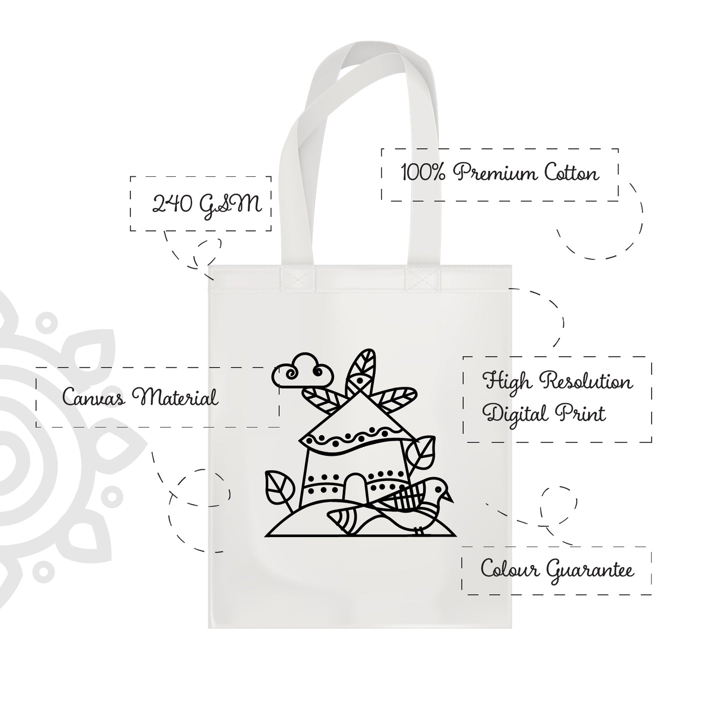 Cotton Canvas Tote Bag - 14"X16" - Style #9