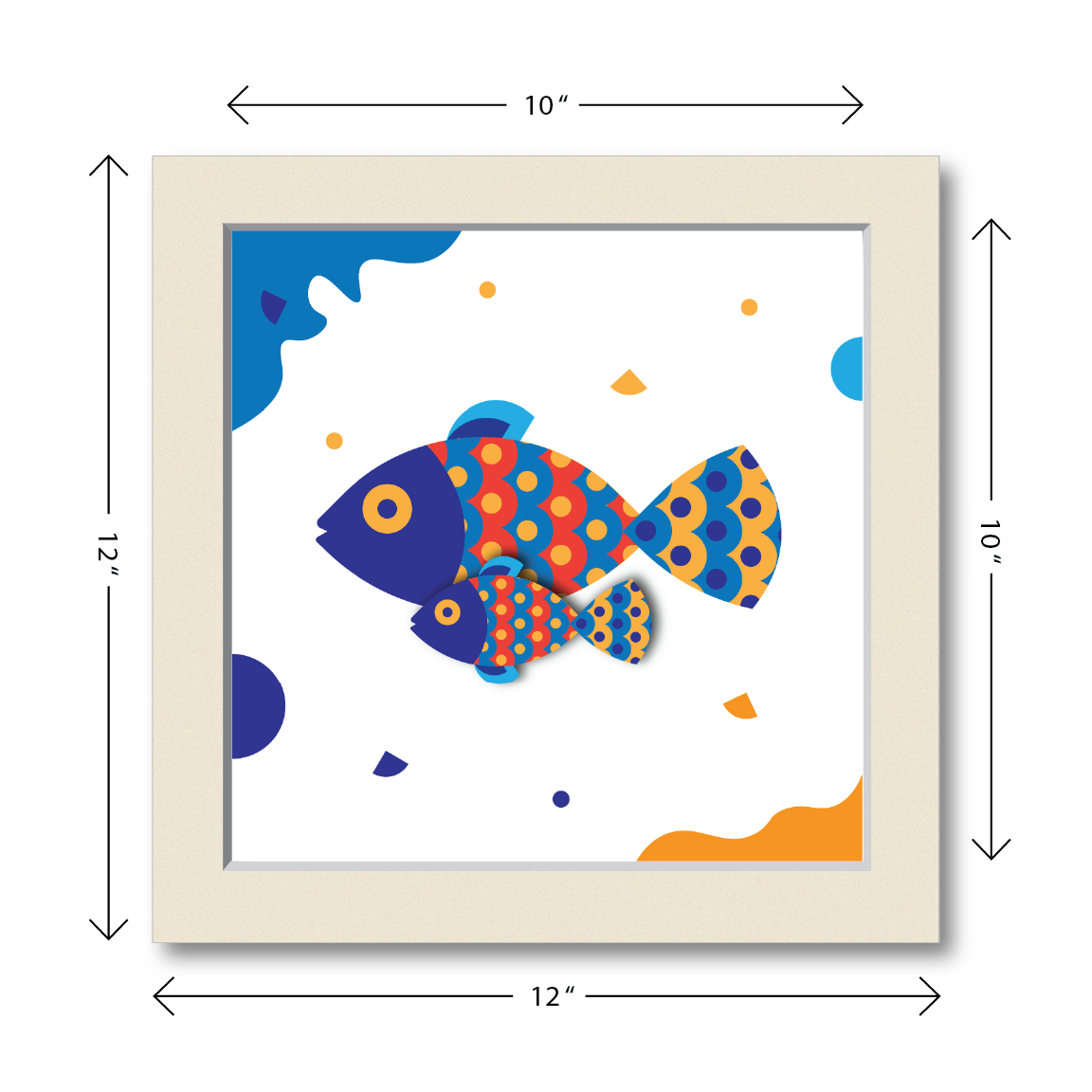 Combo Deal | Set of 3 | Fish Family - Framed Art, Coffee Mug & Unisex Printed 100% Cotton T-Shirt