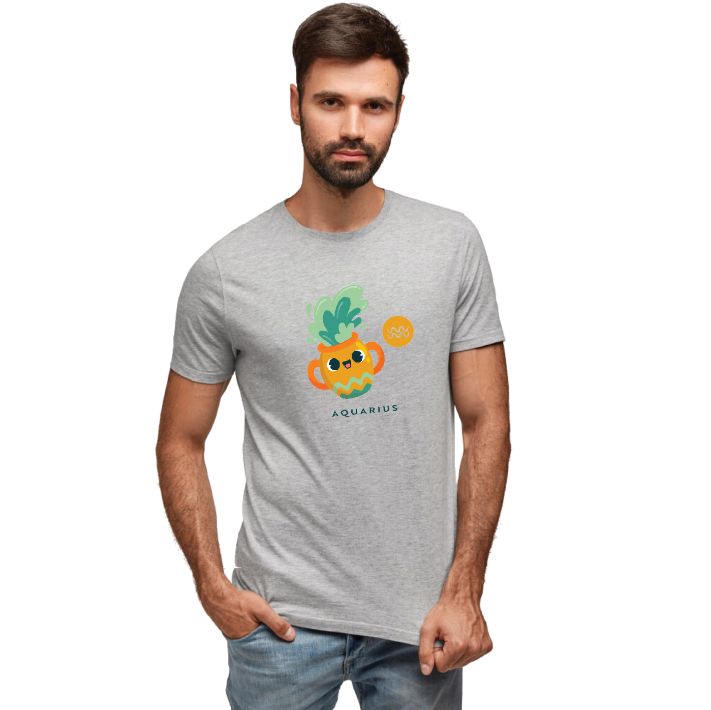 Zodiac Sign - Aquarius - Printed 100% Cotton T-Shirt - Unisex