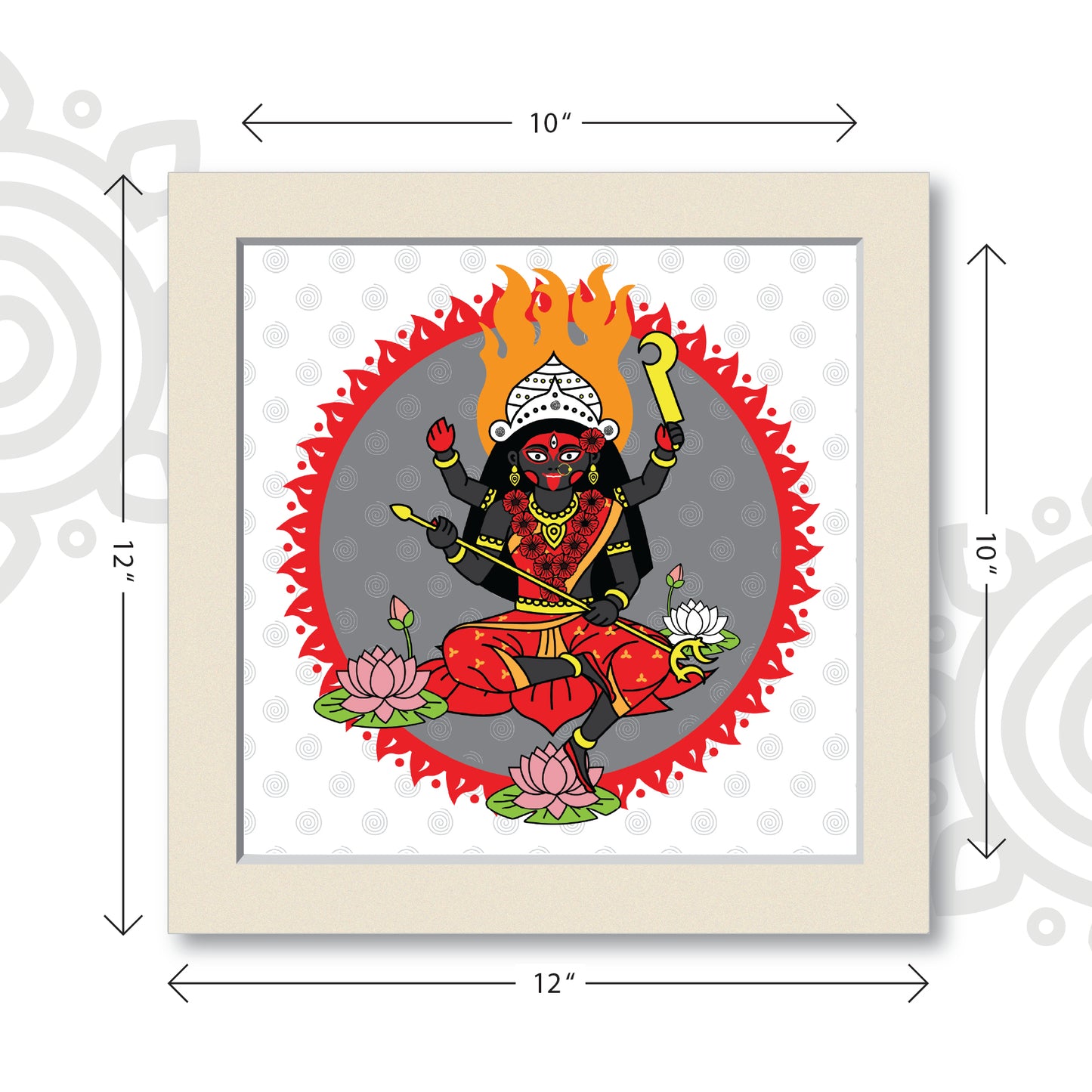 Maha Kali | Style #2 | Divine Wall Art for Home and Office | 12 Inch X 12 Inch