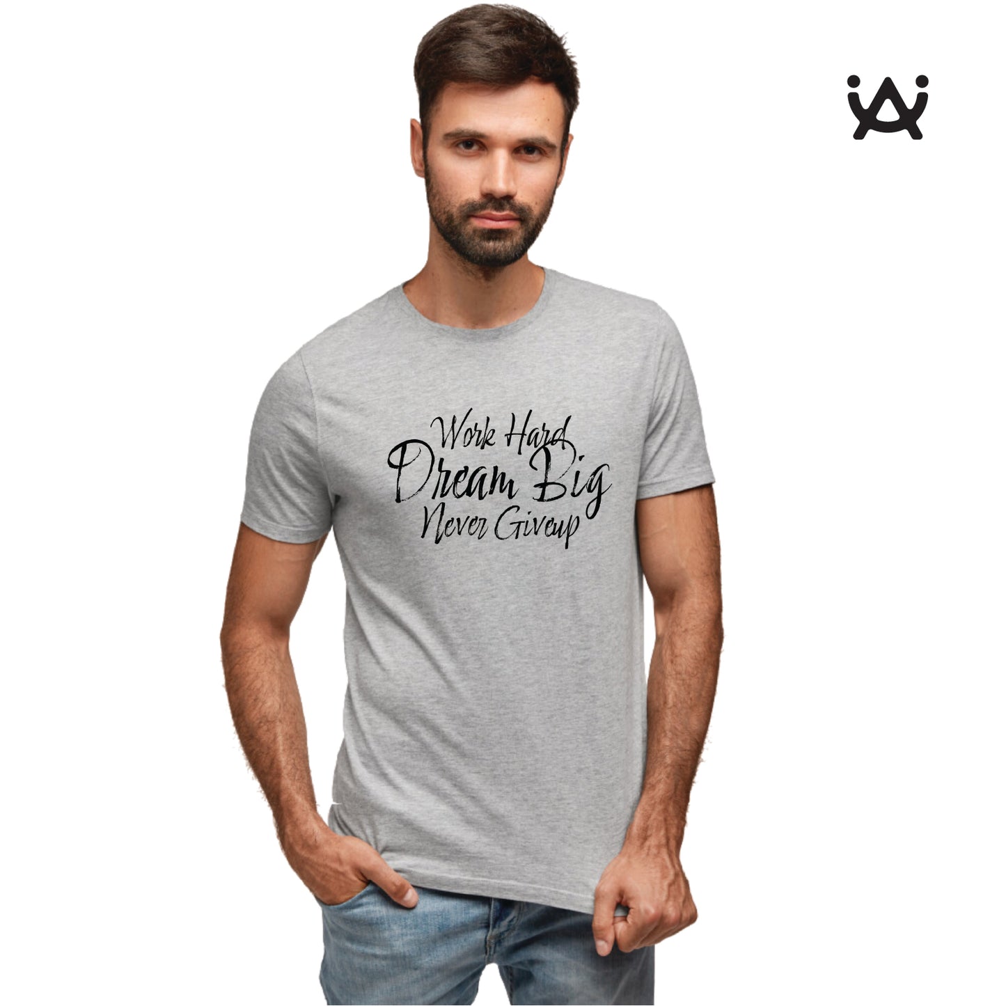 Mens Printed 100% Cotton T-Shirt - Work Hard Dream Big
