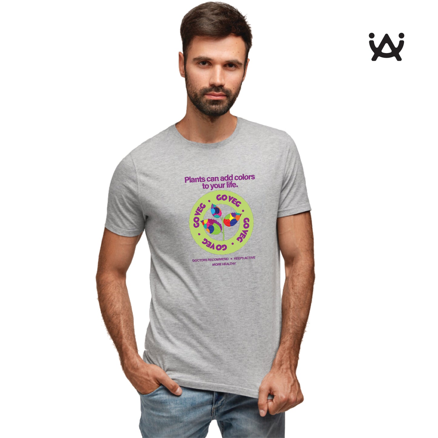 Mens Printed 100% Cotton T-Shirt - Go Vegan