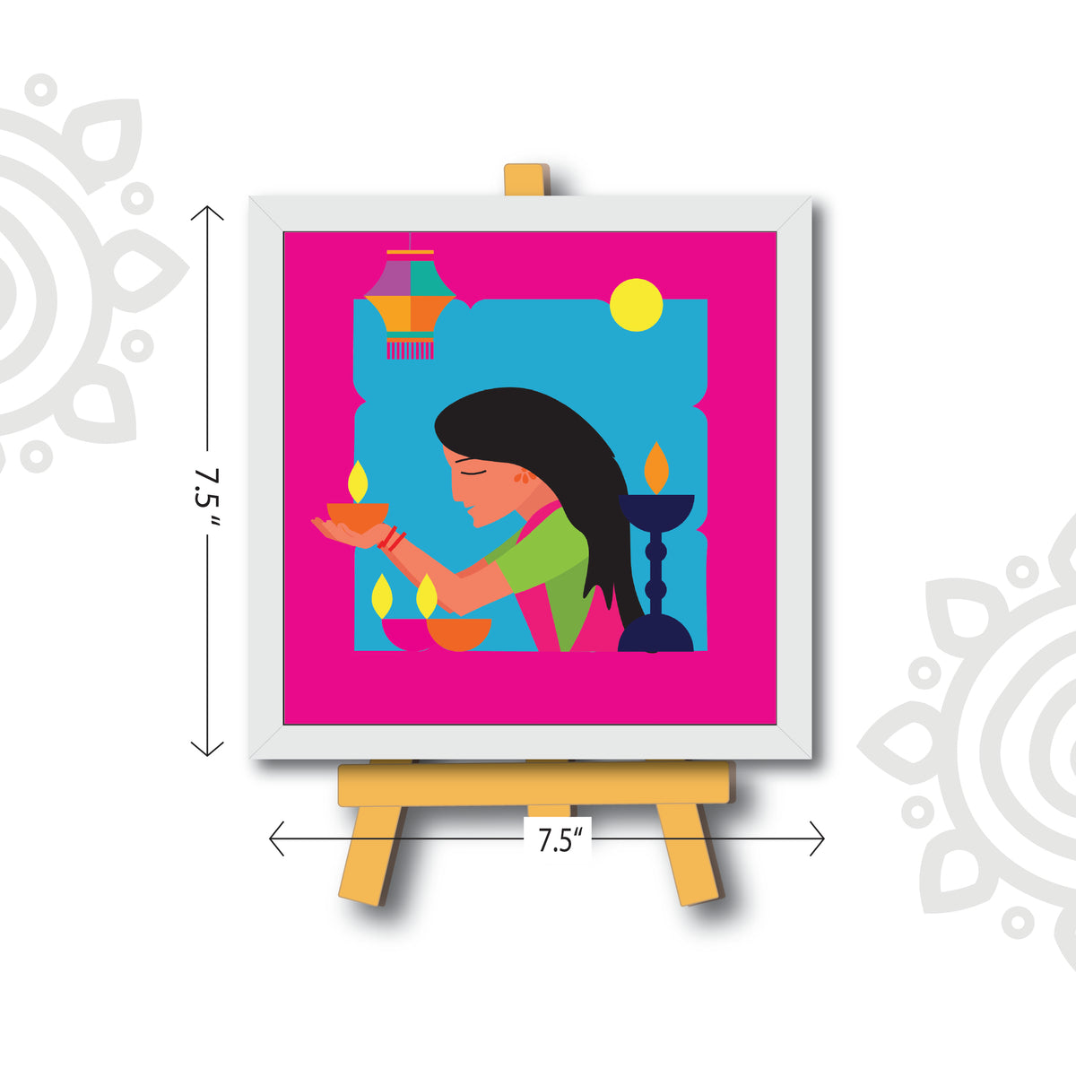 Deepawali Collection | 6X6 Inch | Style #12 | Set of 4 Colorful Framed Wall Art