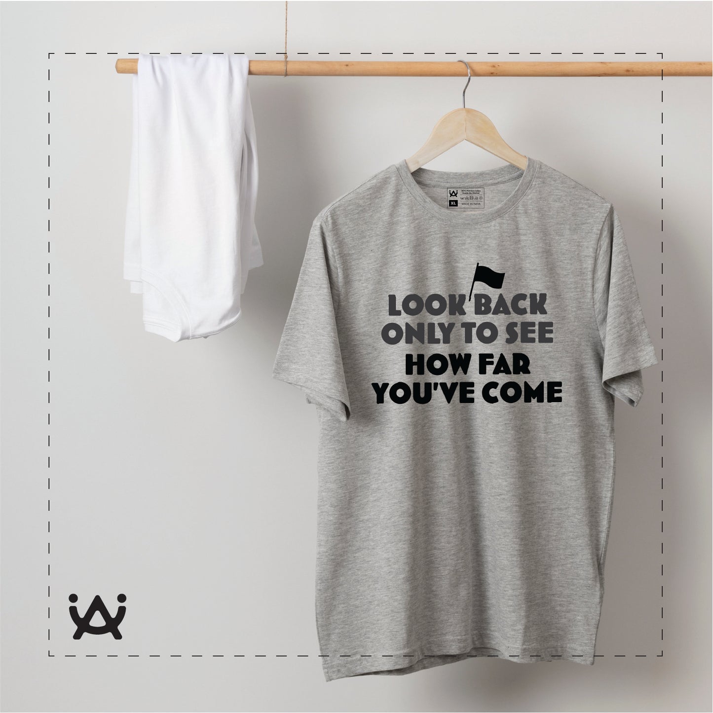 Combo Deal | Set of 3 | Look Back Only - Framed Art, Coffee Mug & Mens Printed 100% Cotton T-Shirt