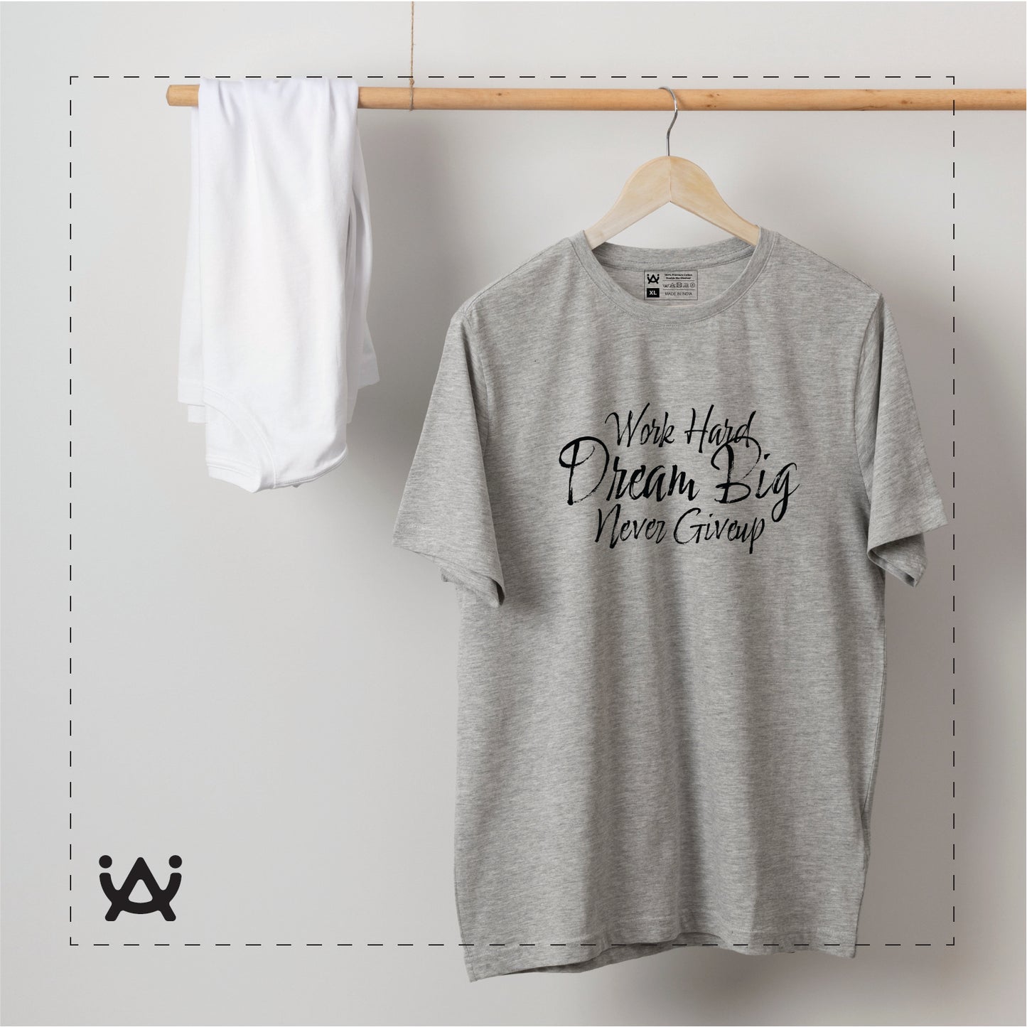 Mens Printed 100% Cotton T-Shirt - Work Hard Dream Big