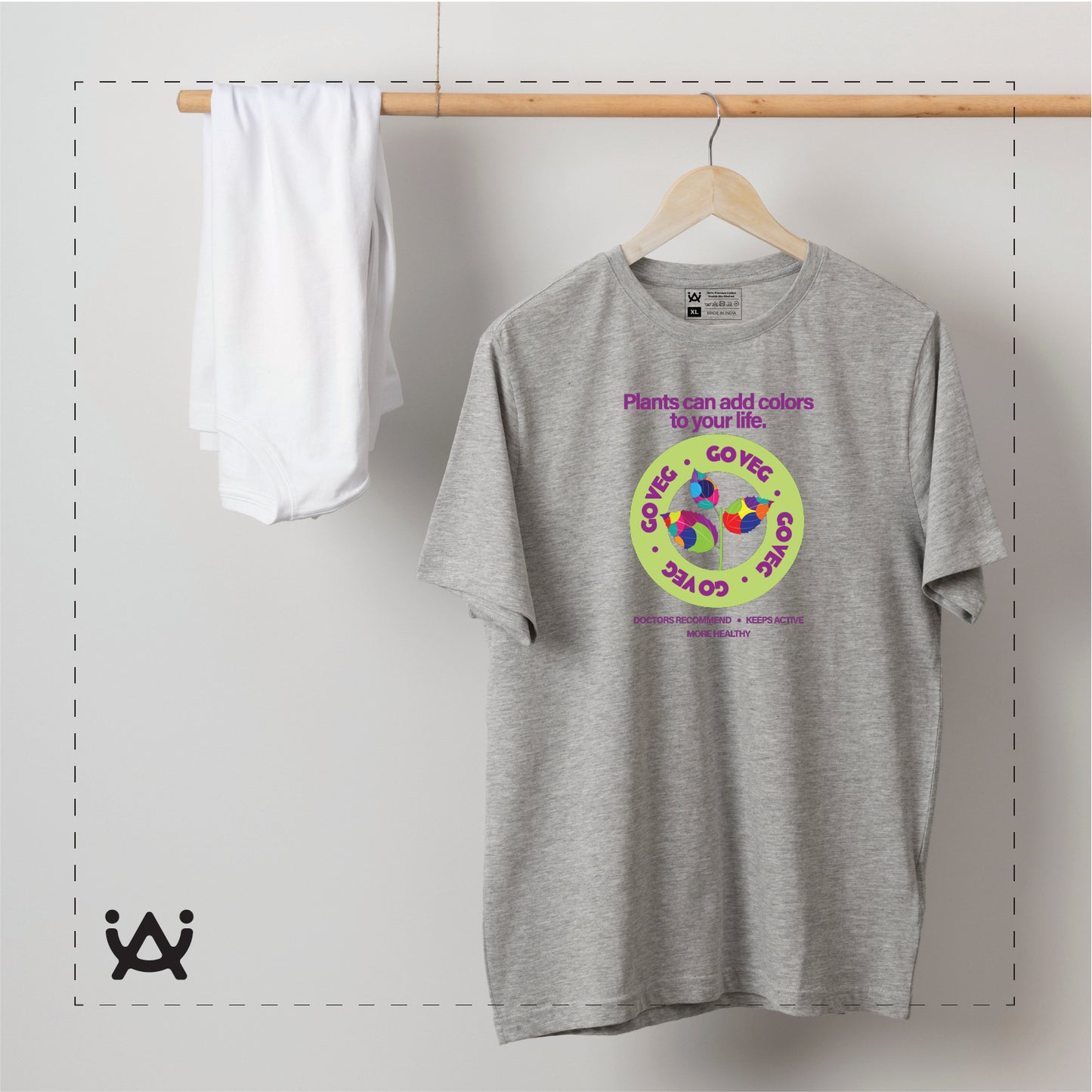 Mens Printed 100% Cotton T-Shirt - Go Vegan
