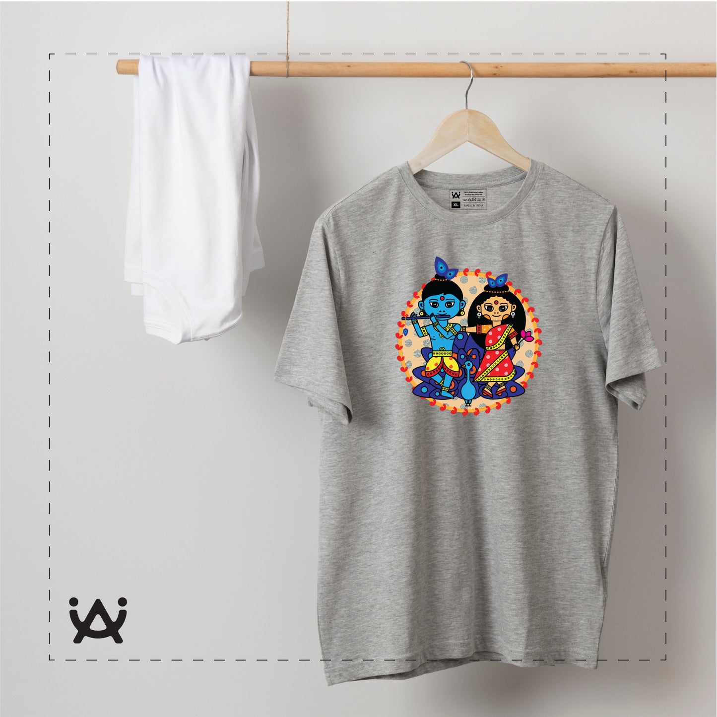 Mens Printed 100% Cotton T-Shirt - Radhe Krishna