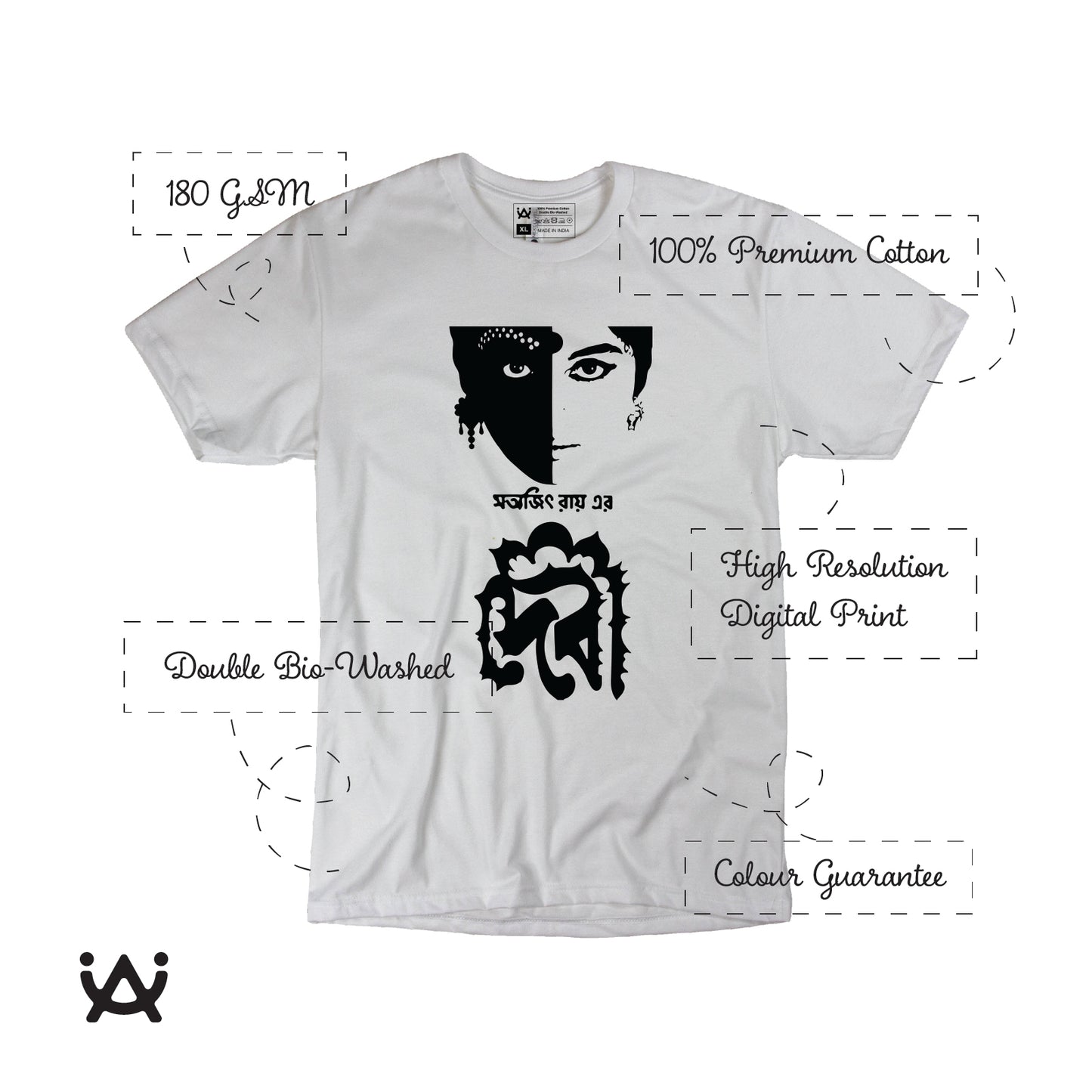 Mens Printed 100% Cotton T-Shirt - Bengali Themed - Devi