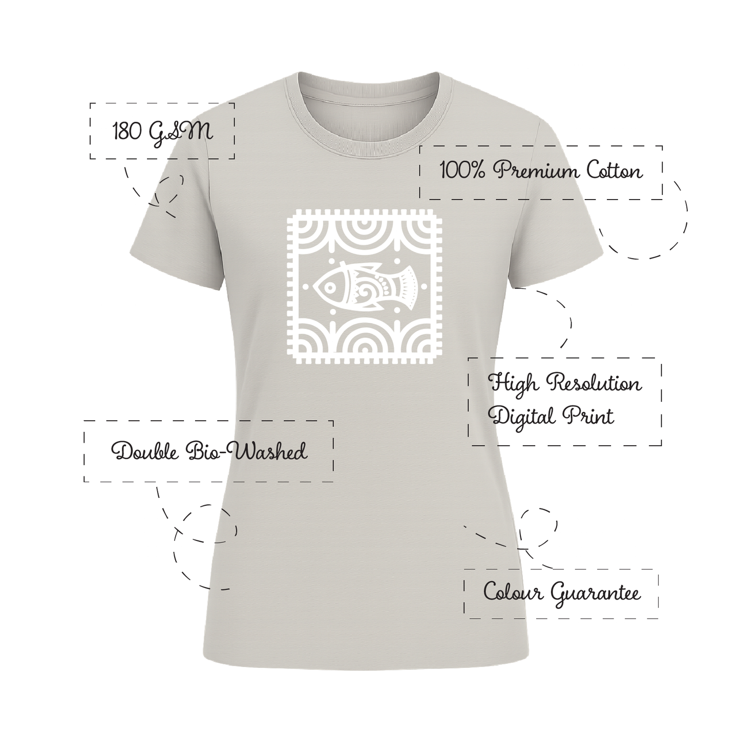 Alpona | Bengali Folk Art | Printed 100% Cotton Unisex T-Shirt - Style #2