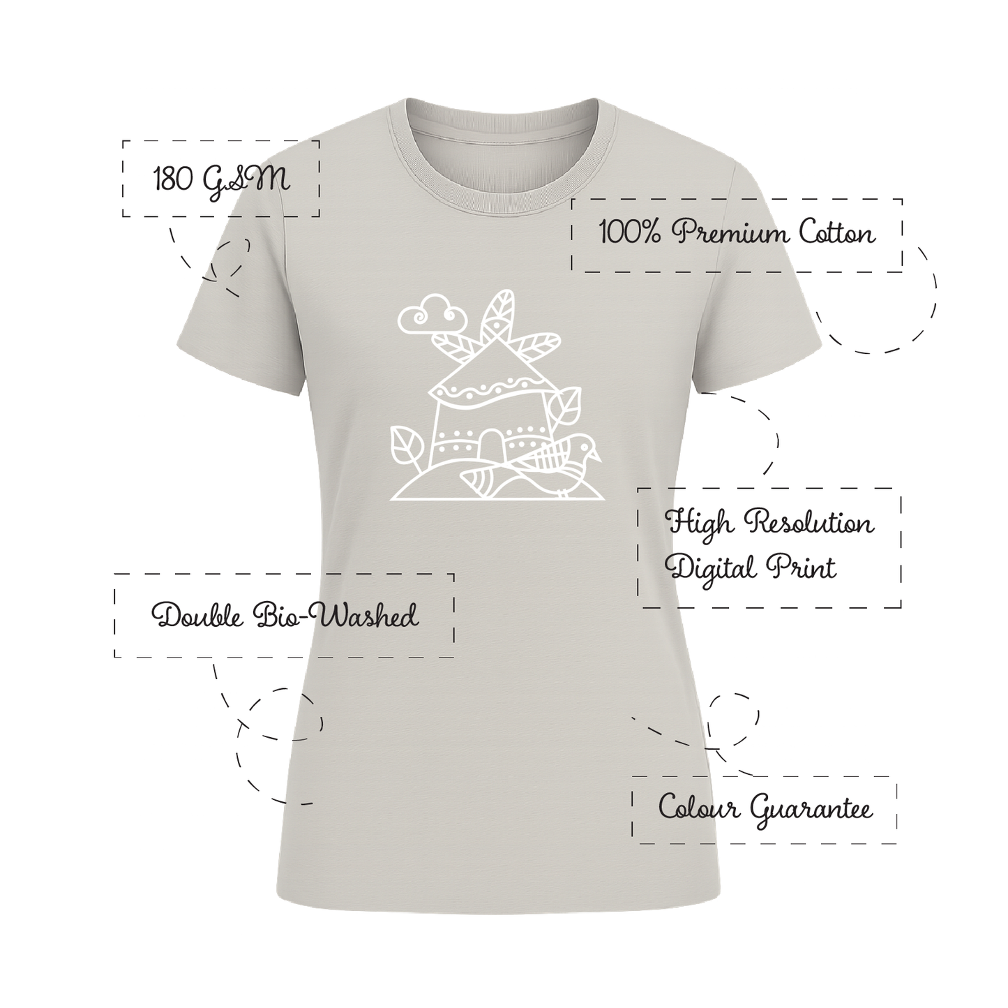 Alpona | Bengali Folk Art | Printed 100% Cotton Unisex T-Shirt - Style #5