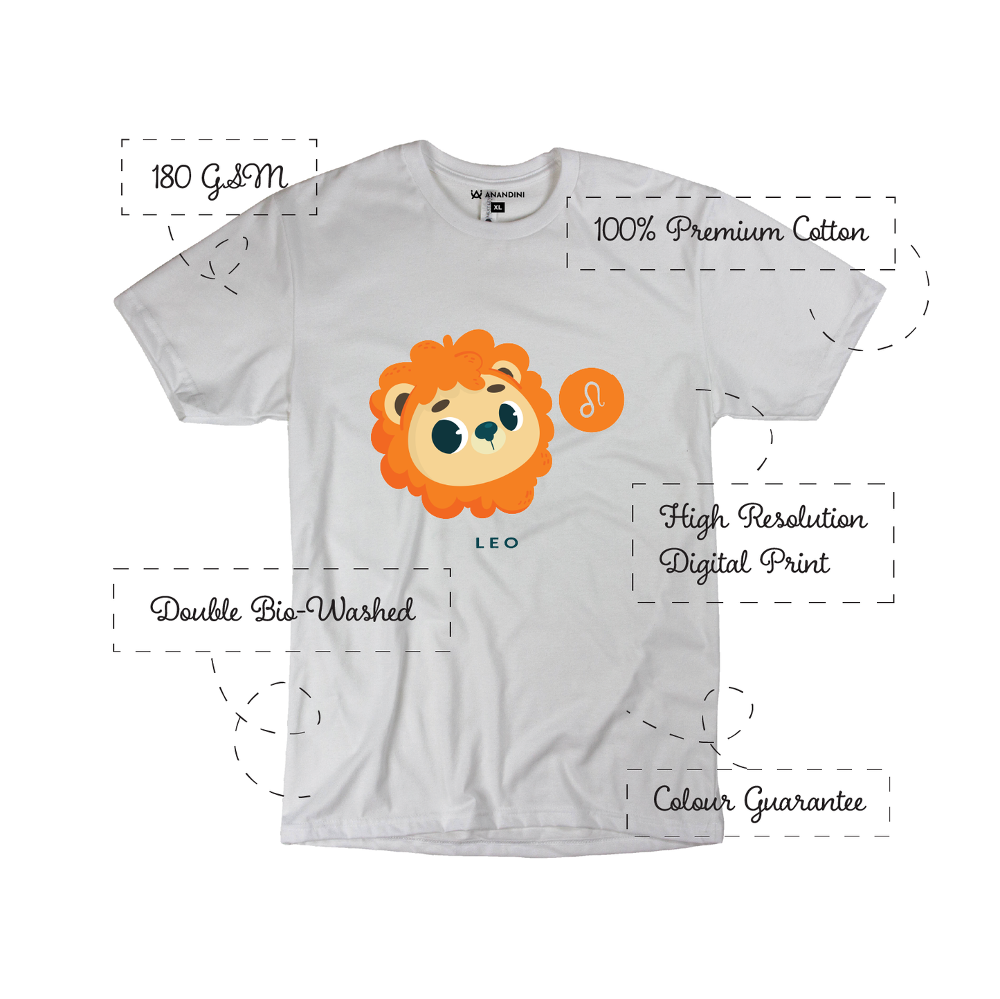Zodiac Sign - Leo - Printed 100% Cotton T-Shirt - Unisex