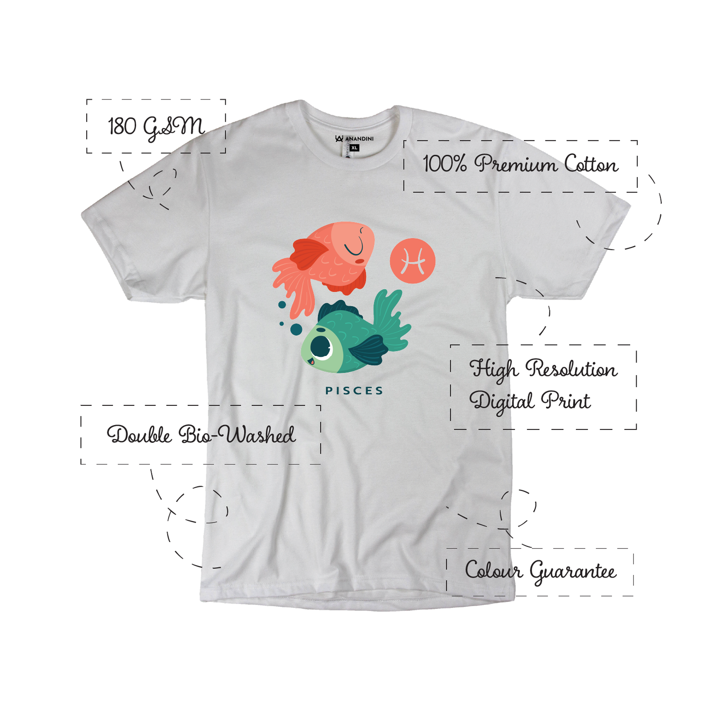 Zodiac Sign - Pisces - 100% Cotton T-Shirt - Unisex