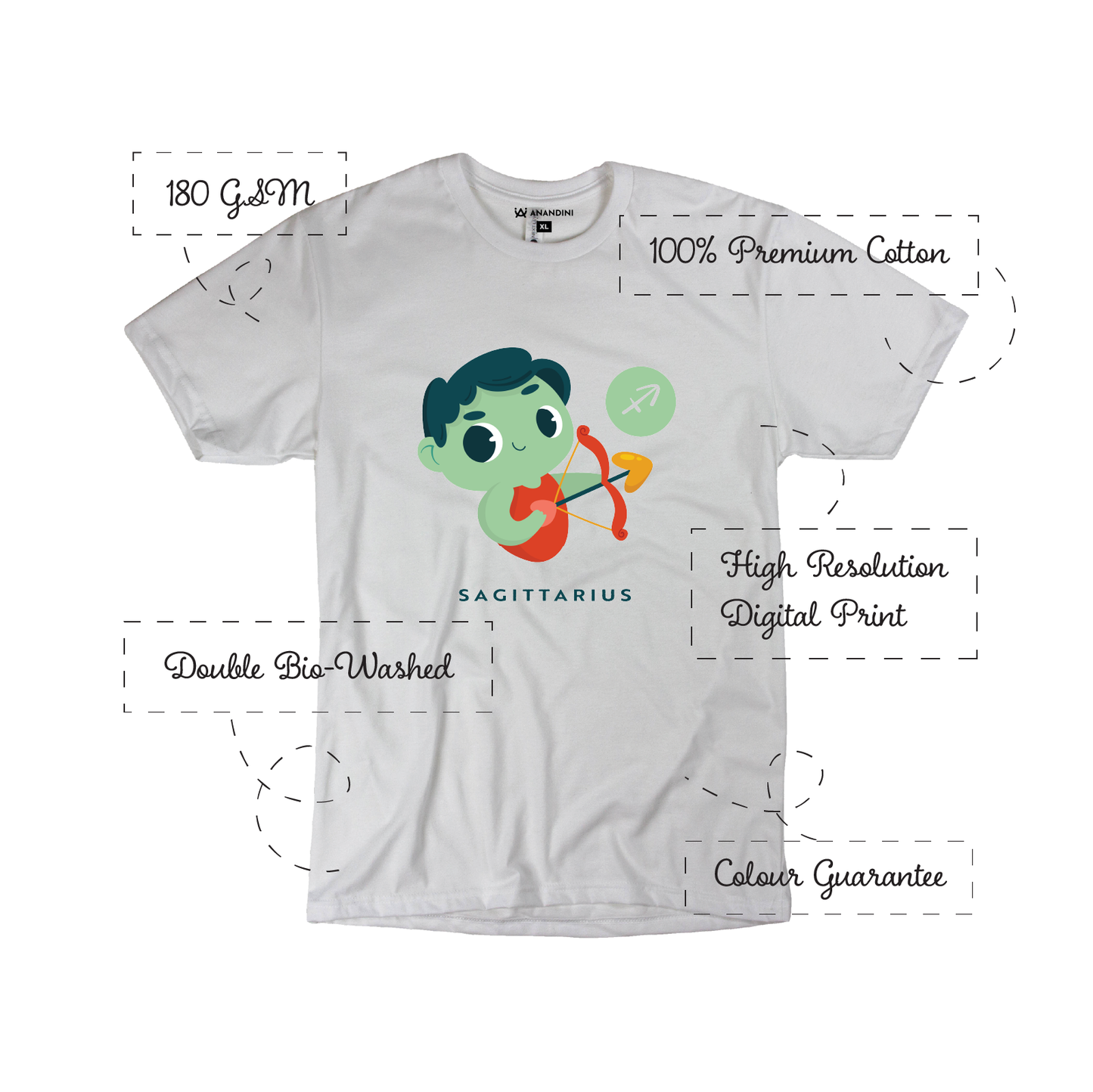 Zodiac Sign - Sagittarius - Printed 100% Cotton T-Shirt - Unisex