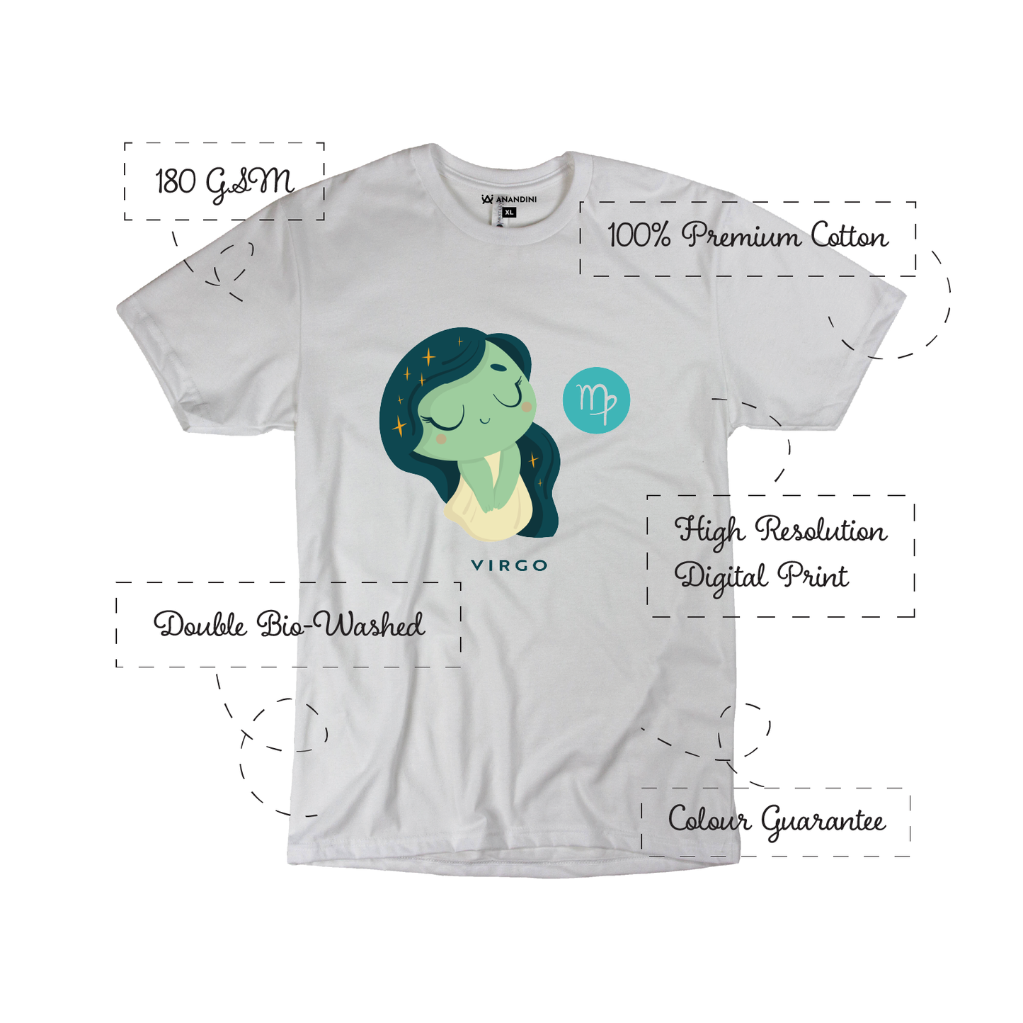 Zodiac Sign - Virgo - Printed 100% Cotton T-Shirt - Unisex