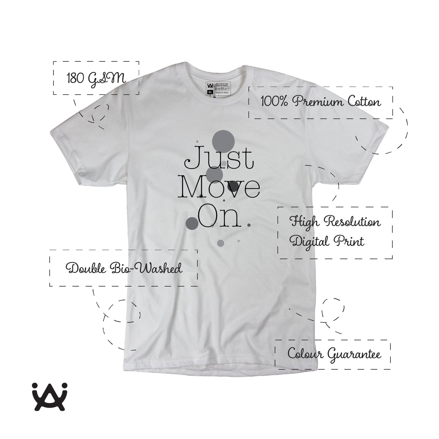 Mens Printed 100% Cotton T-Shirt - Just Move On
