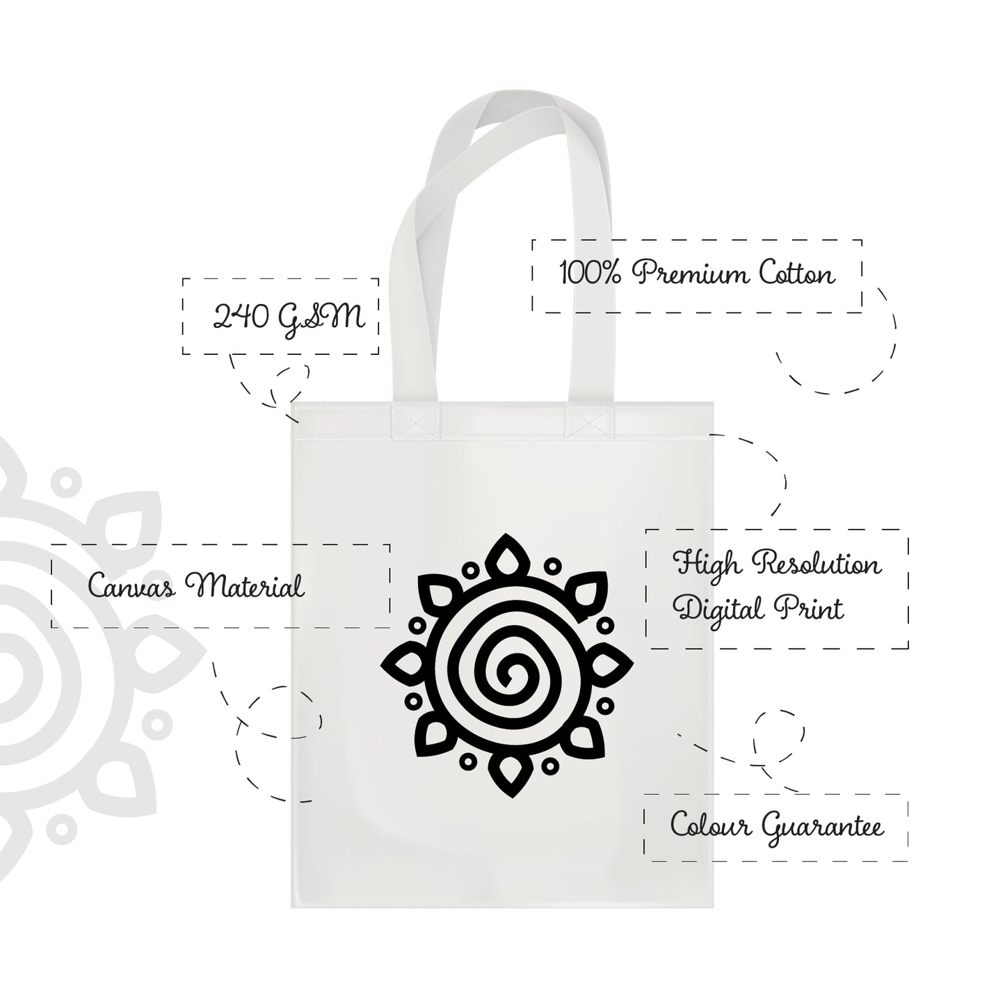 Cotton Canvas Tote Bag - 14"X16" - Style #1