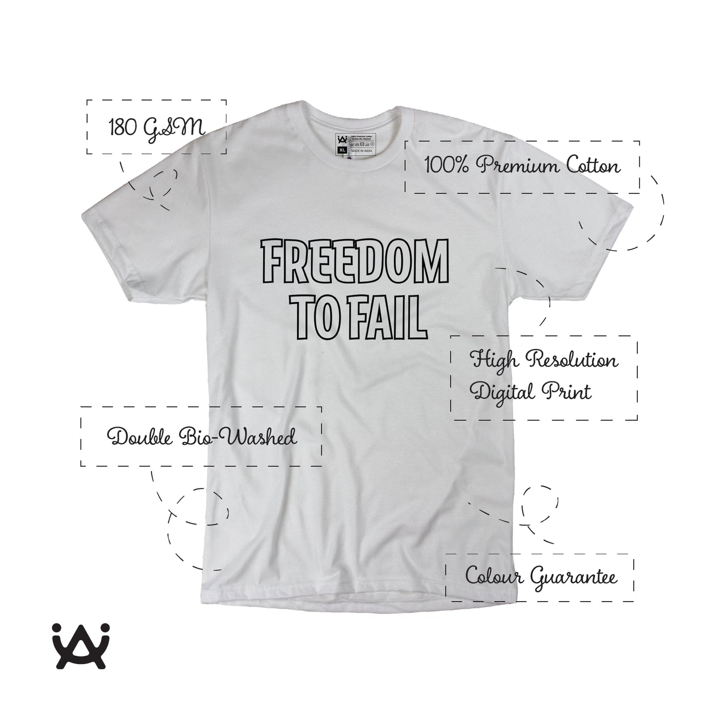 Mens Printed 100% Cotton T-Shirt - Freedom To Fail